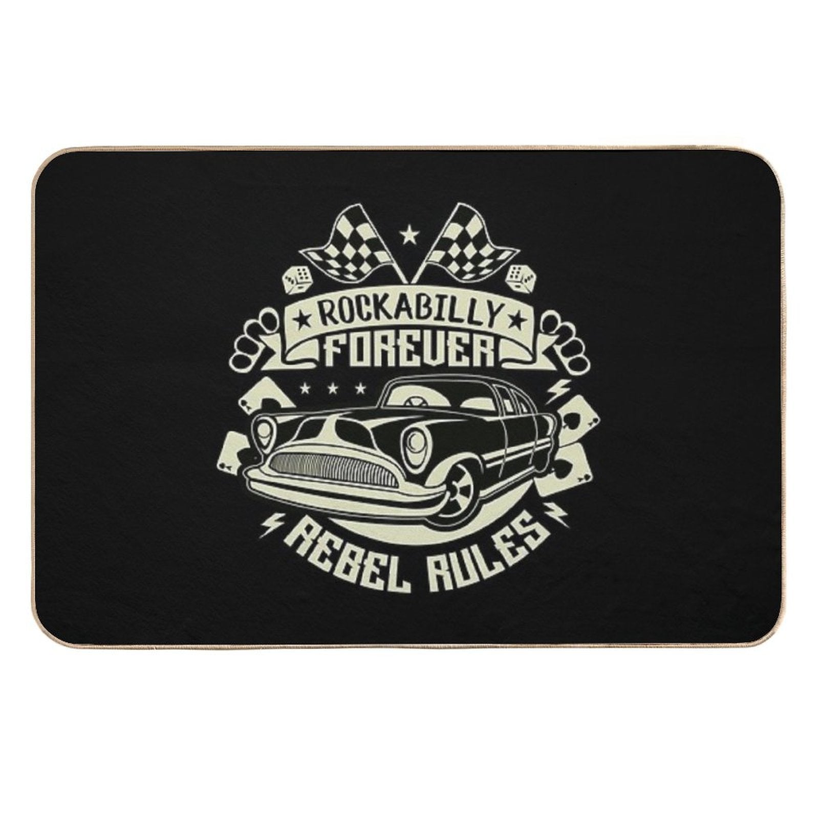 Rockabilly Retro 1950s 60s 70s Vintage Hotrod Classic Rock And Roll  Pet-Safe Bath Mat