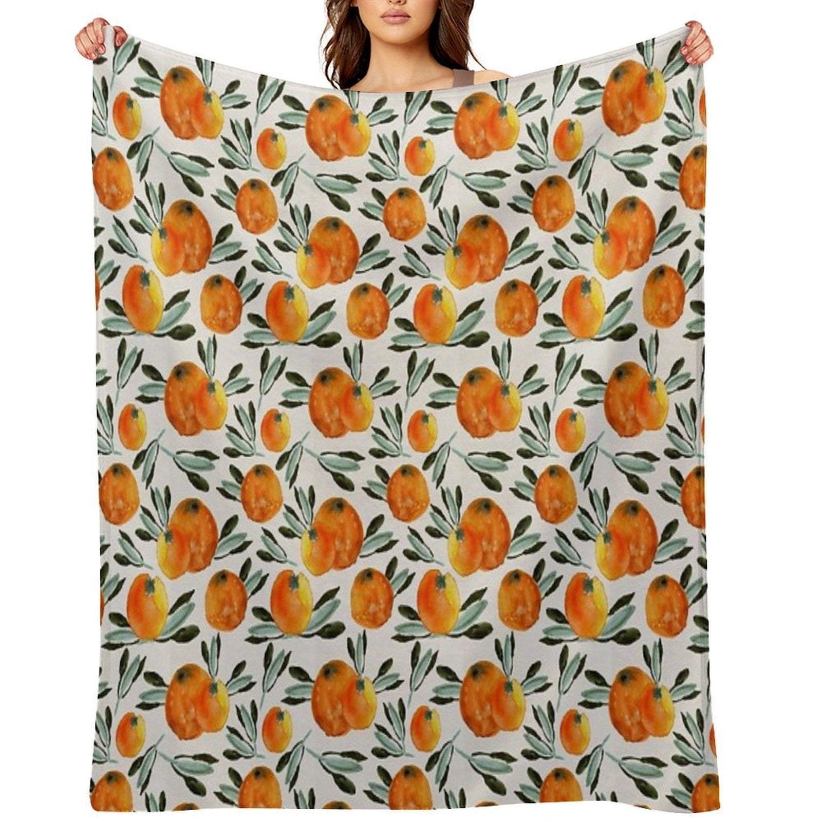 Sunny Orange Plush Throw Blanket