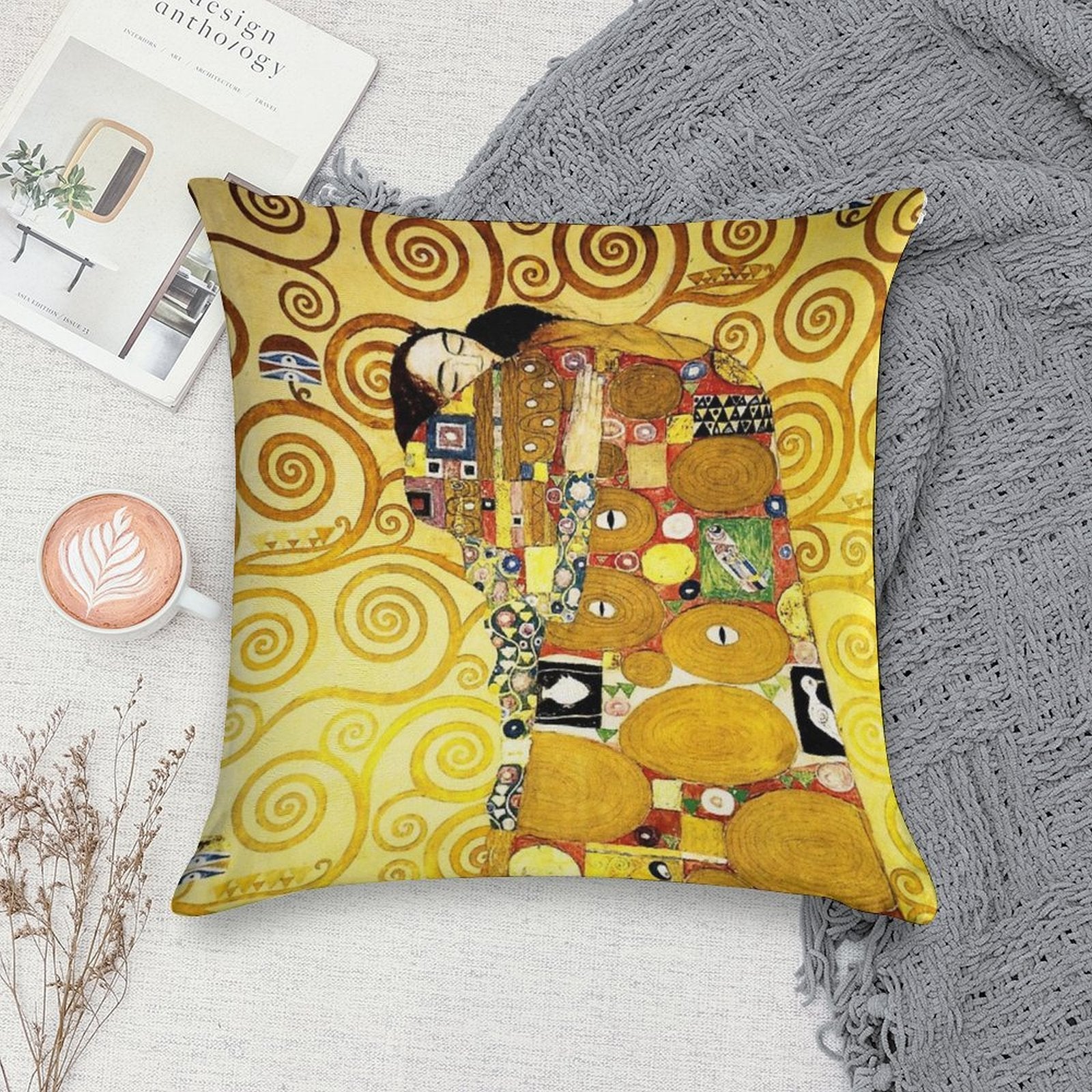 Gustav Klimt The Embrace Soft Ultra-Soft Texture Throw Pillow