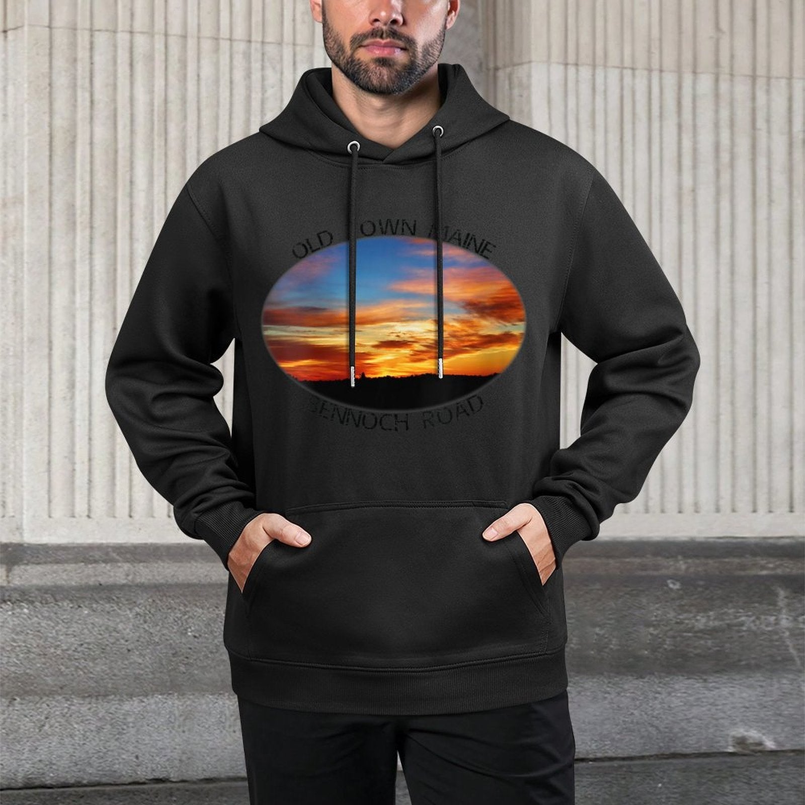 Womens Old Town, Maine Magic Hour Early Morning Twilight Sky Machine Washable Hoodie