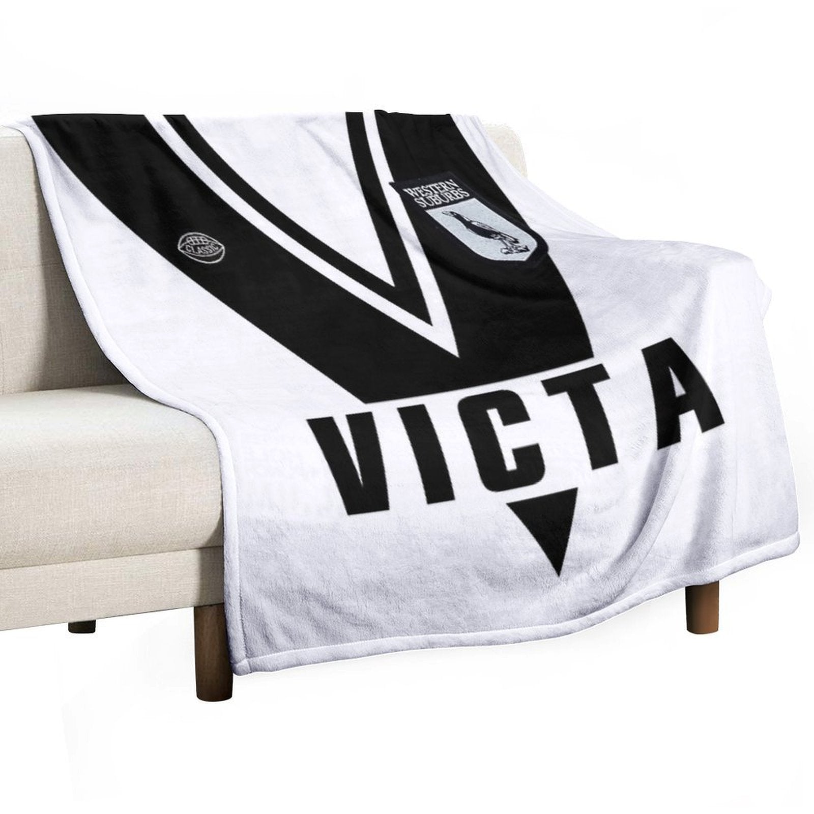 WESTERN SUBURBS MAGPIES 1980 RUGBY LEAGUE JERSEY Wrinkle-free Throw Blanket