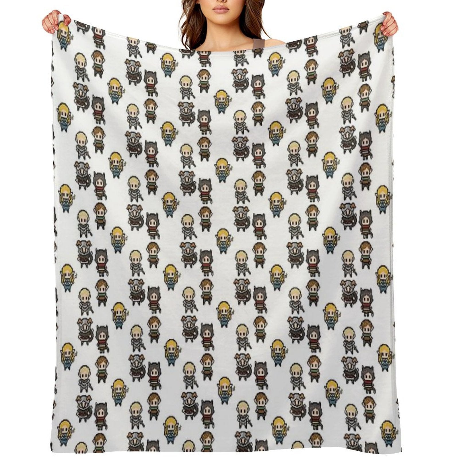 Dungeon Meshi Delicious in The Dungeon Pixel Art Sticker Pack Eco-conscious Throw Blanket