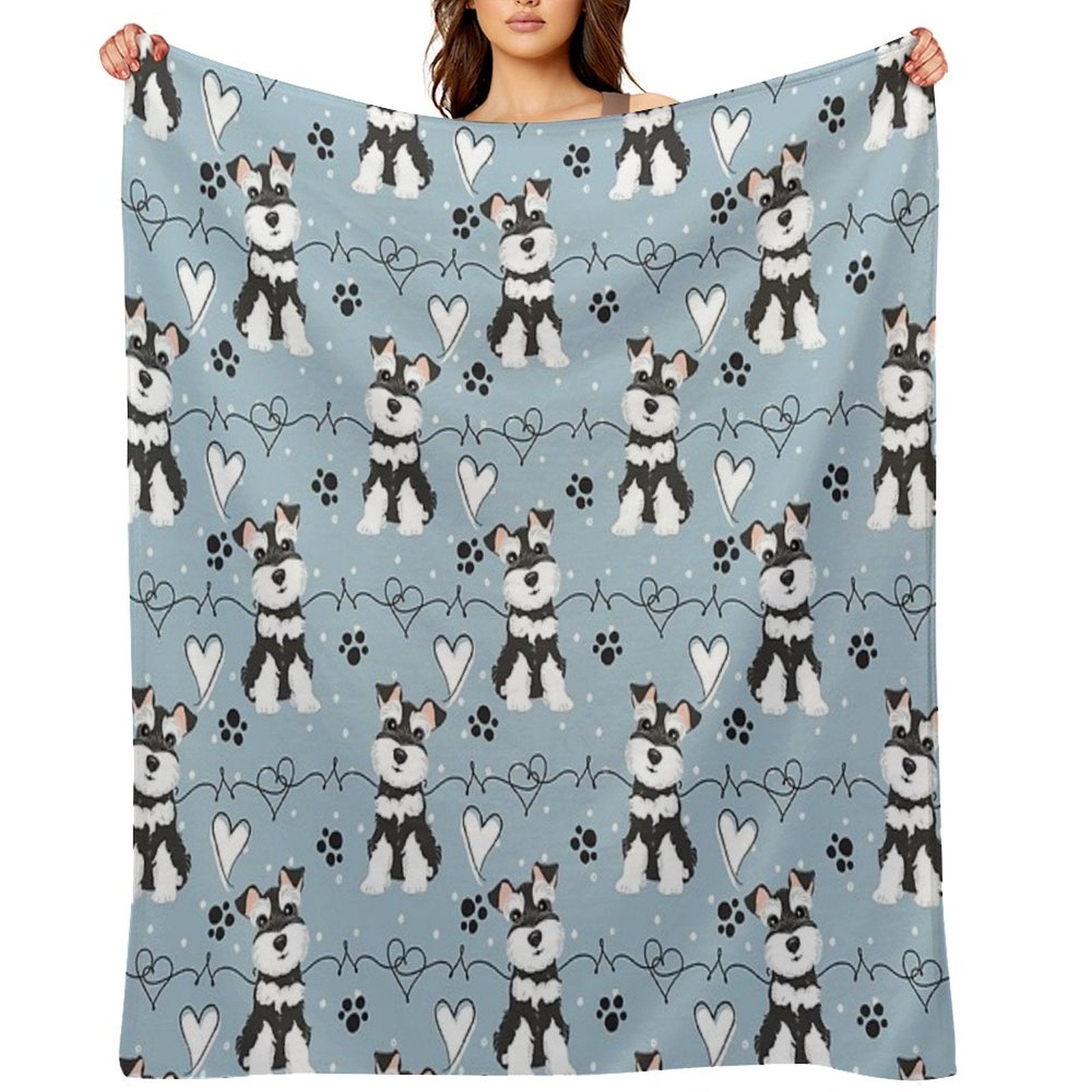 Love Black And White Miniature Schnauzer Quick-dry Throw Blanket
