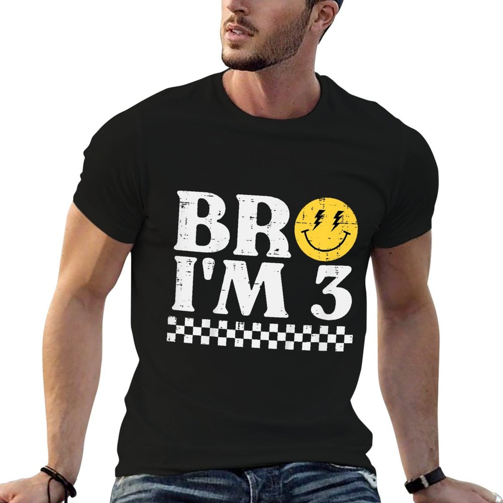 3rd Birthday Bro Im 3 Smile Retro Groovy Boys Girls Kids  Lightweight T-Shirt