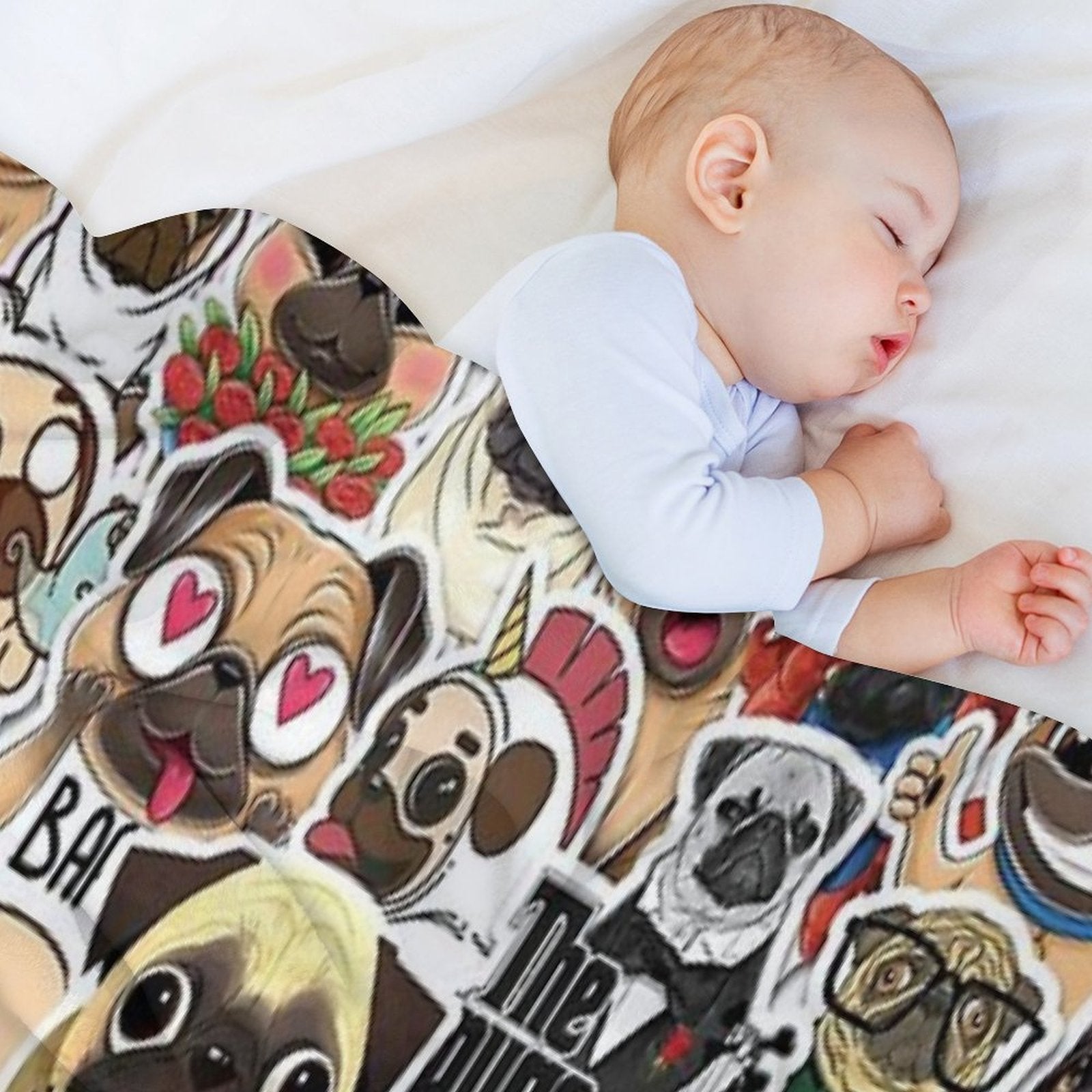 I Love French Bulldogs, Collage 2. Machine-washable Throw Blanket