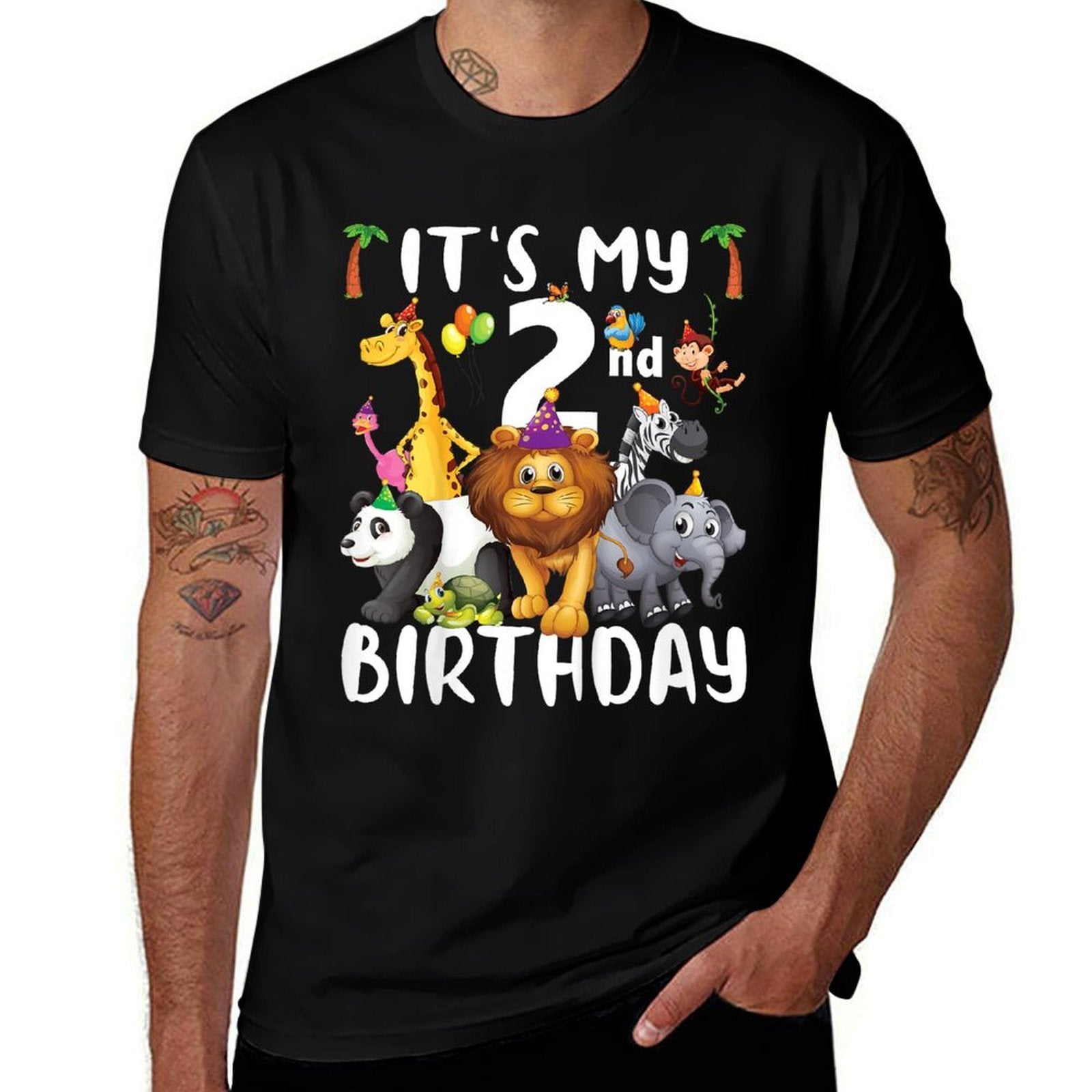 Its My 2nd Birthday Zoo Safari Jungle Animals Lover  High-quality Stitching T-Shirt