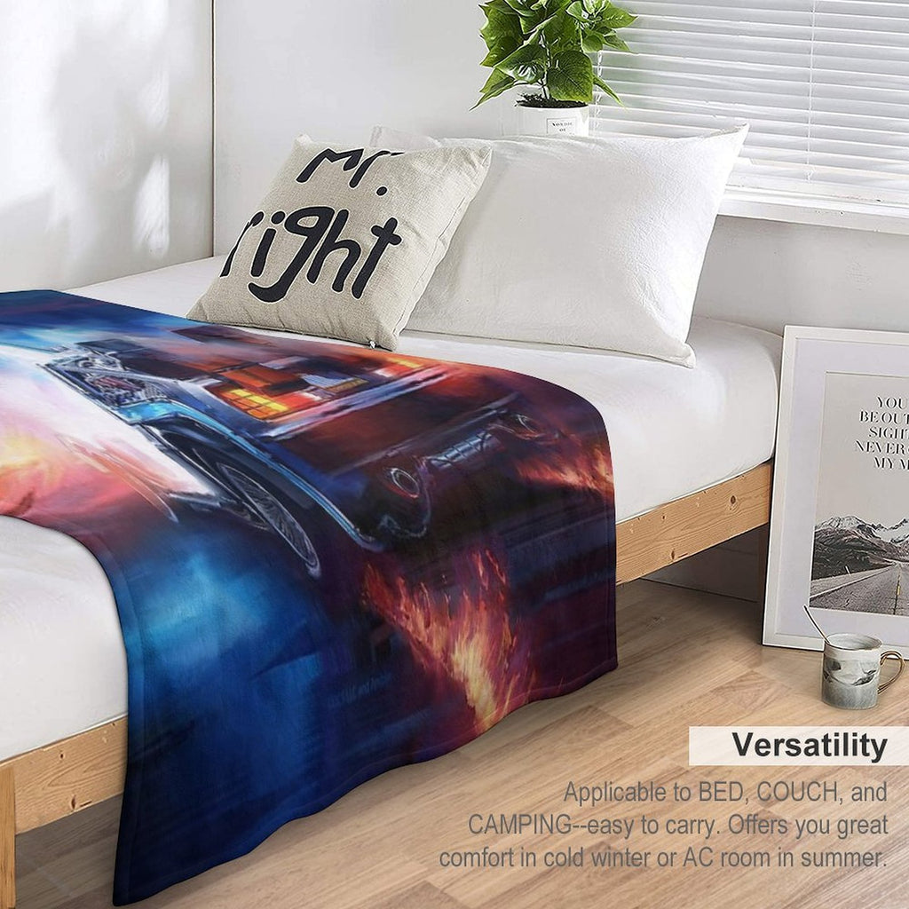 Back to The Future Delorean Time Machine Sustainable Throw Blanket