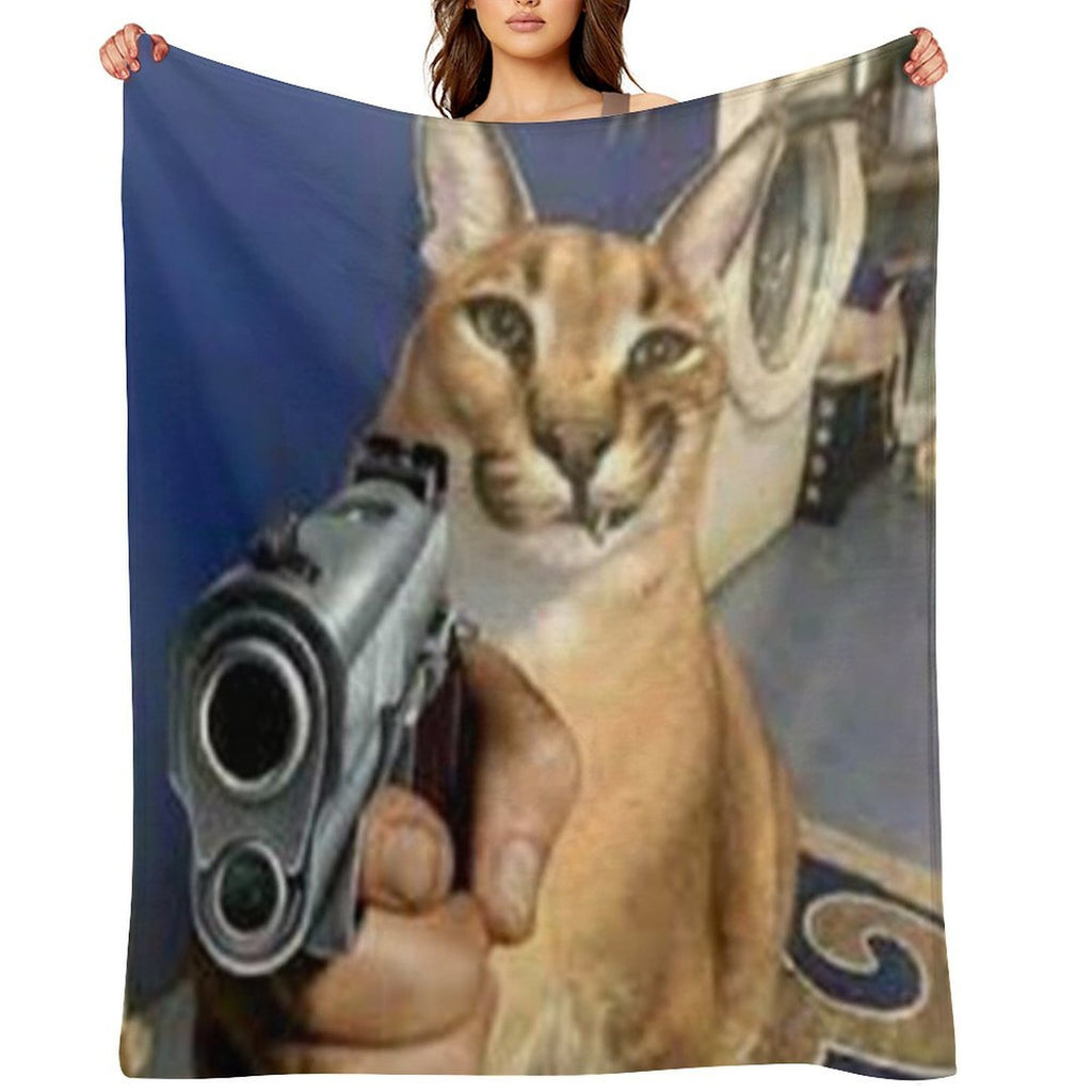 Big Floppa Gangsta Sustainable Throw Blanket