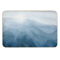 Blue Sunrise in The Mountains, Dawn, Abstract Watercolor Durable Bath Mat