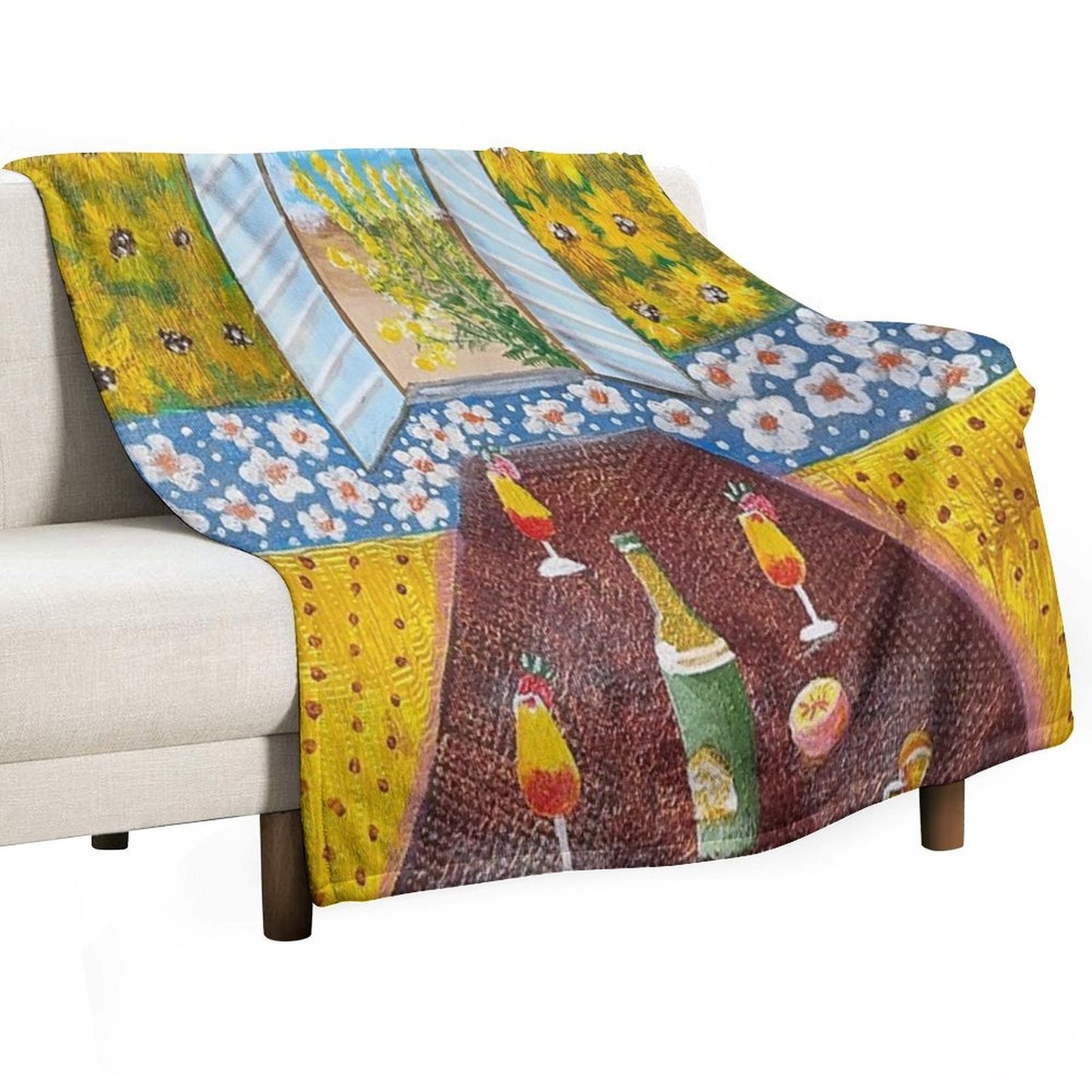 Mimosas And A Sea View Machine-washable Throw Blanket