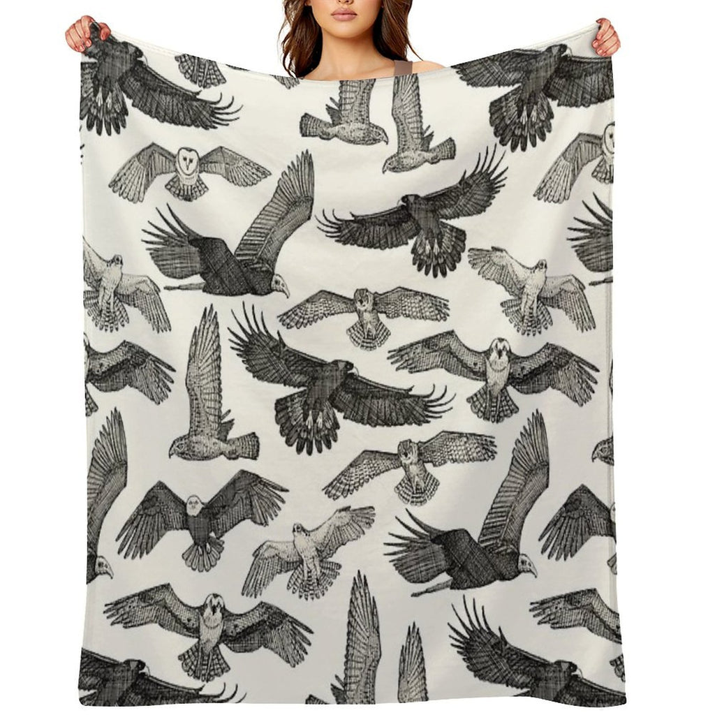 Birds of Prey Black Comfort Throw Blanket