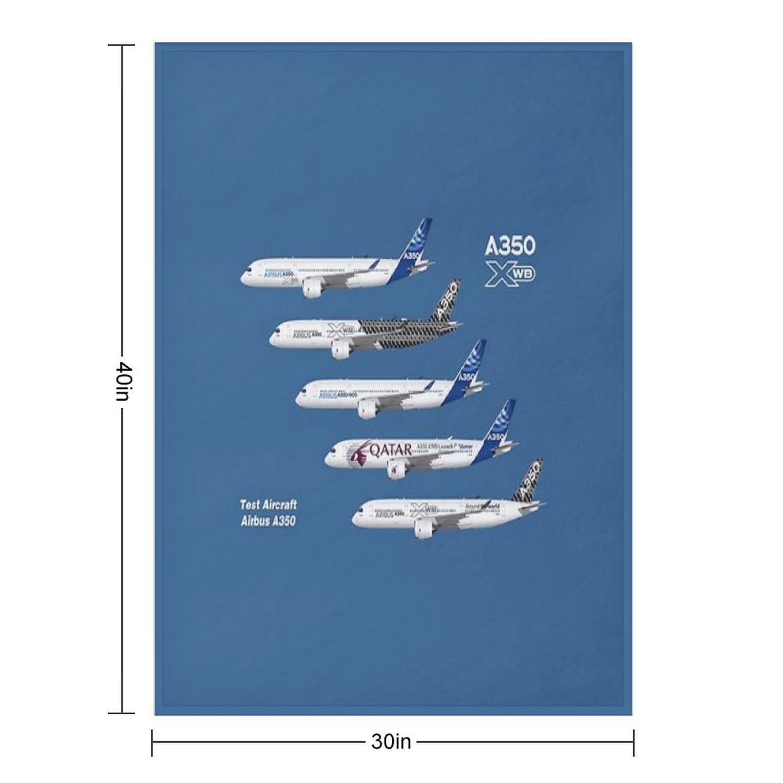 Airbus A350 Test Aircraft Fleet Illustration Lightweight Throw Blanket