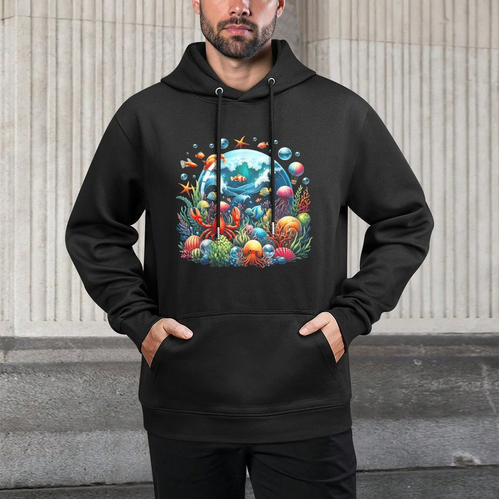 Ocean Scene Watercolor Sea Life Outer Nature Machine Washable Hoodie