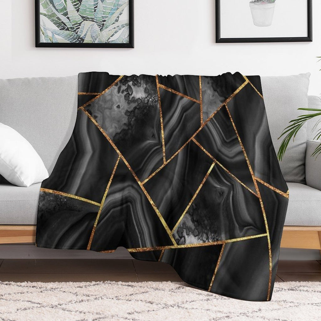Black Night Agate Gold Geometric Glam #2 #geo #decor #art Comfort Throw Blanket