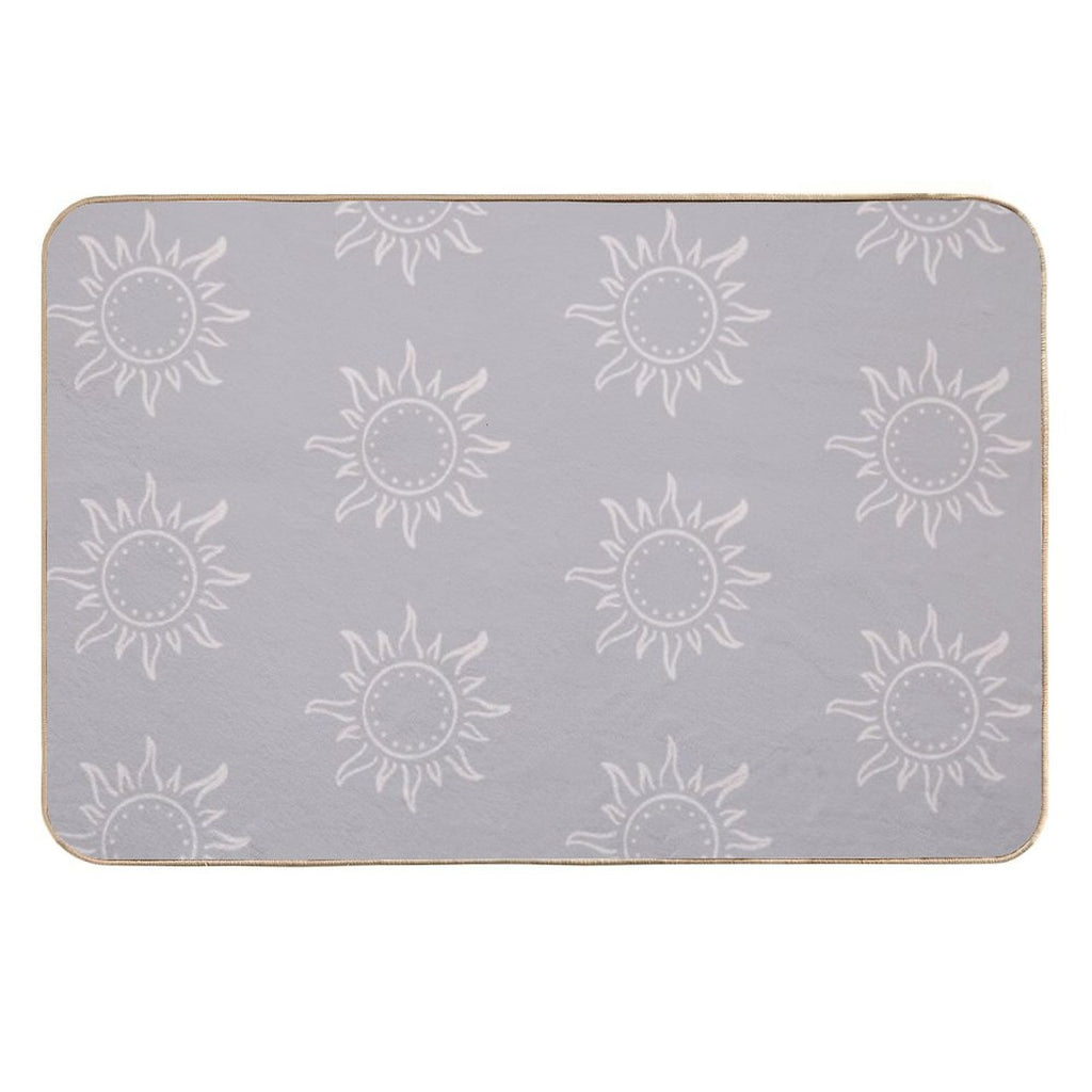 Cute Boho Sun Pattern Bohemian Aesthetic In Muted Colors Blue Gray  Non-Slip Bath Mat