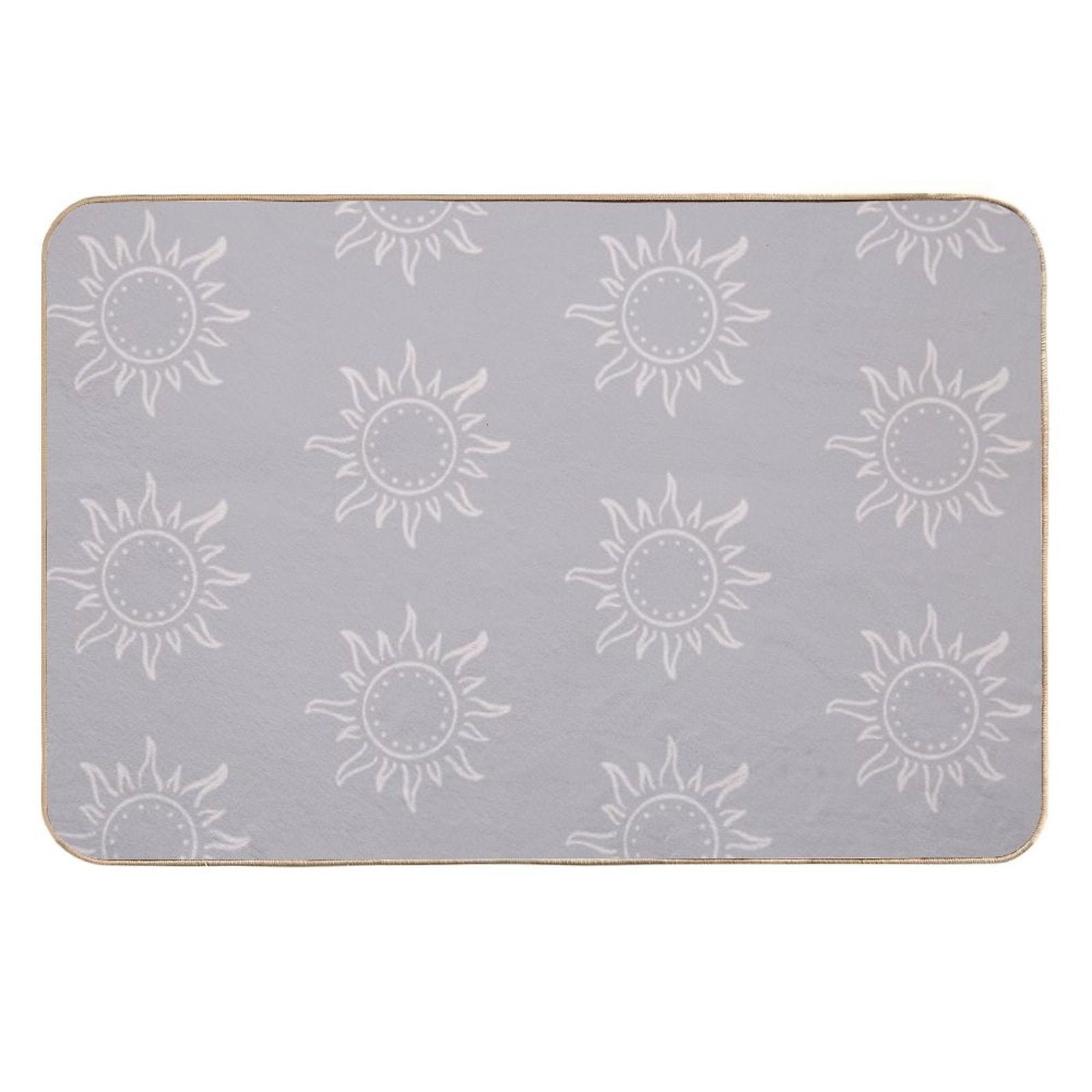Cute Boho Sun Pattern Bohemian Aesthetic In Muted Colors Blue Gray  Non-Slip Bath Mat