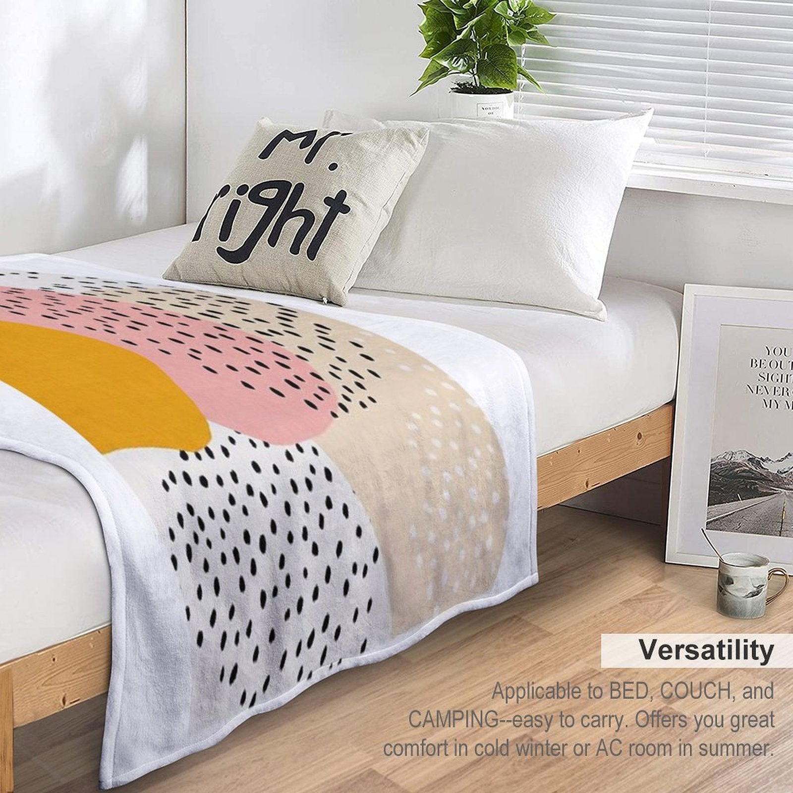 Abstract, Mid Century Modern Kids Wall Art, Nursery Room Lightweight Throw Blanket