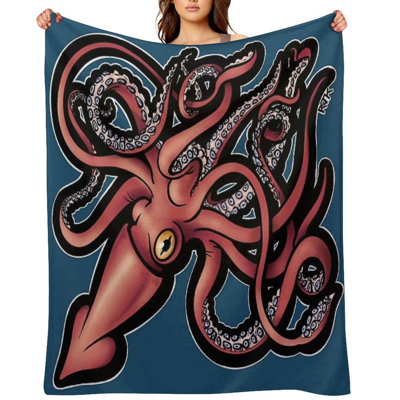 Red Giant Squid Architeuthis Gift-ready Throw Blanket