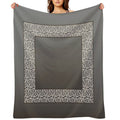 Gradient Taupe with A Cool Cream Lace Border Wrinkle-free Throw Blanket