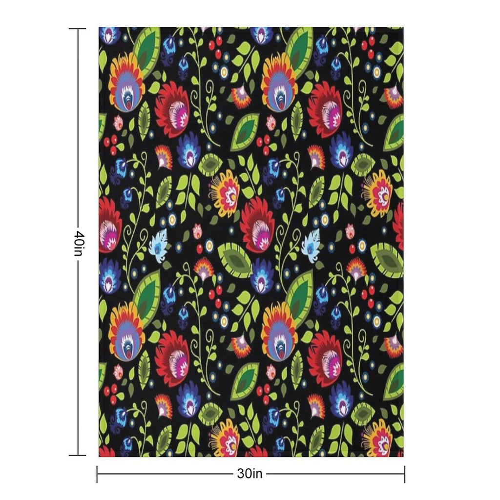 Polish Folklore - Beautiful Composition on Black Multi-functional Throw Blanket