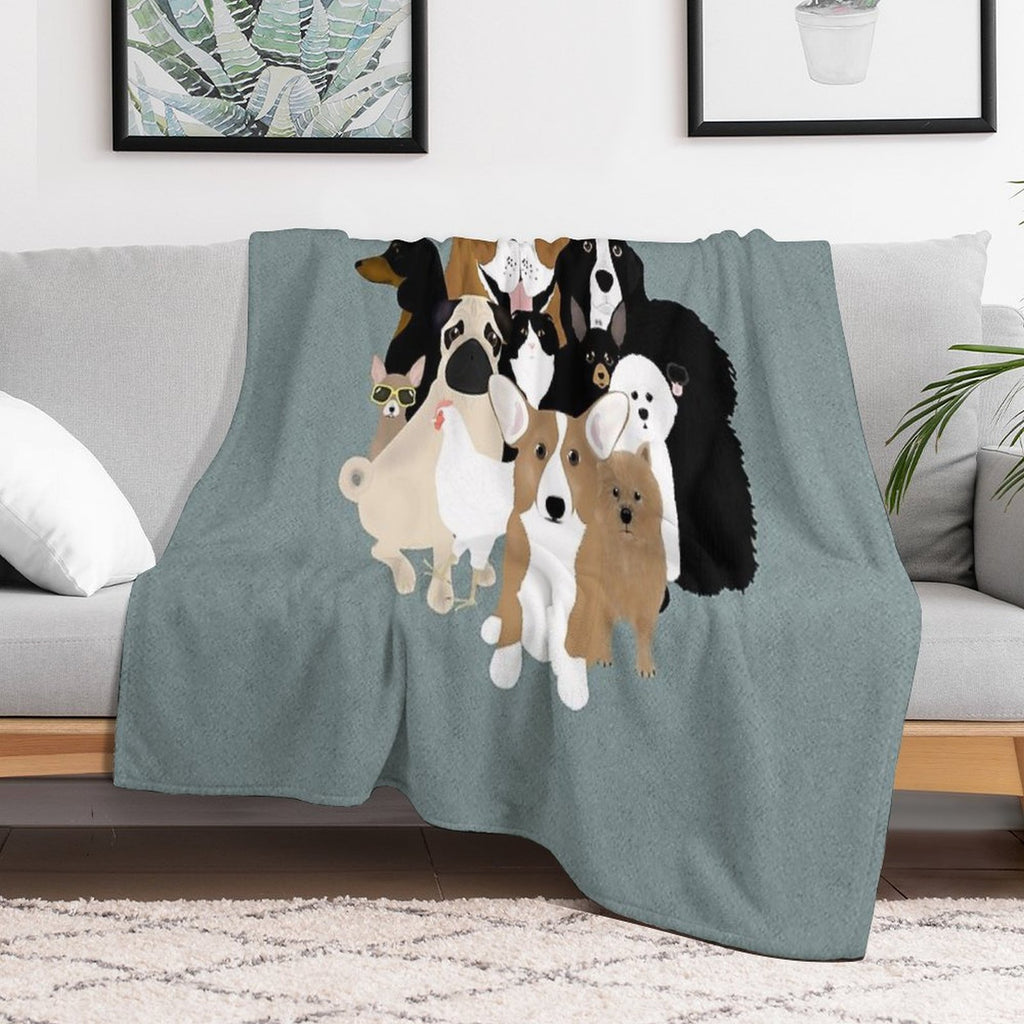 Dogs, A Cat And A Chicken Velvety-soft Throw Blanket