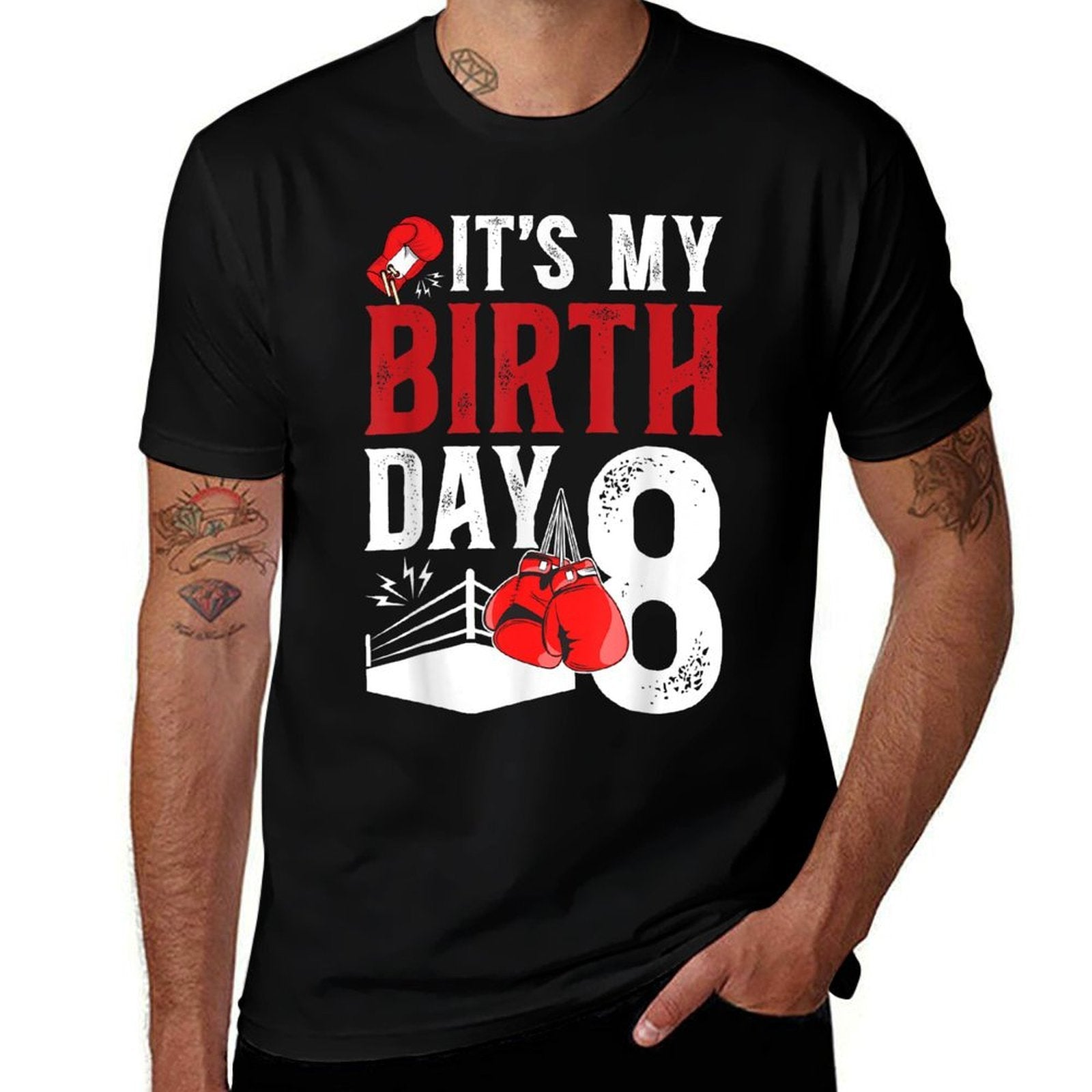 8th Birthday Boxing Boy 8 Year Old Boxer Bday Party  Slim-fit Cut T-Shirt