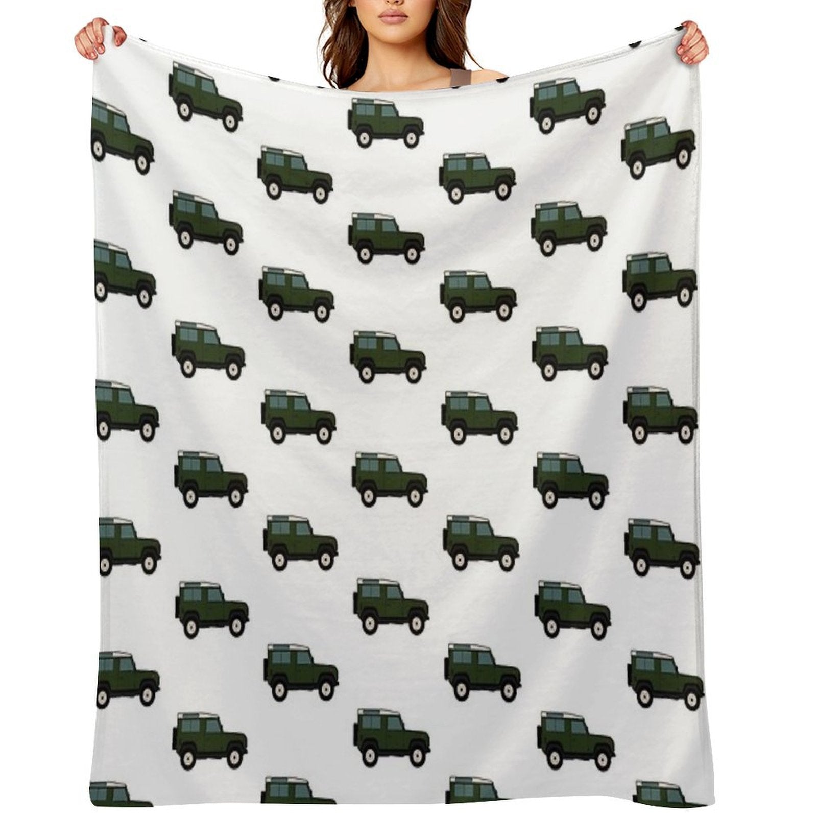 Defender SUV - British Racing Green Travel-friendly Throw Blanket