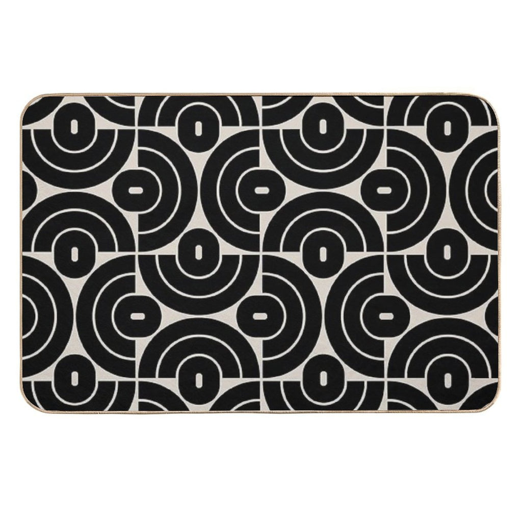 Retro 70s Mid Mod Geometric Pattern  Repositionable Bath Mat