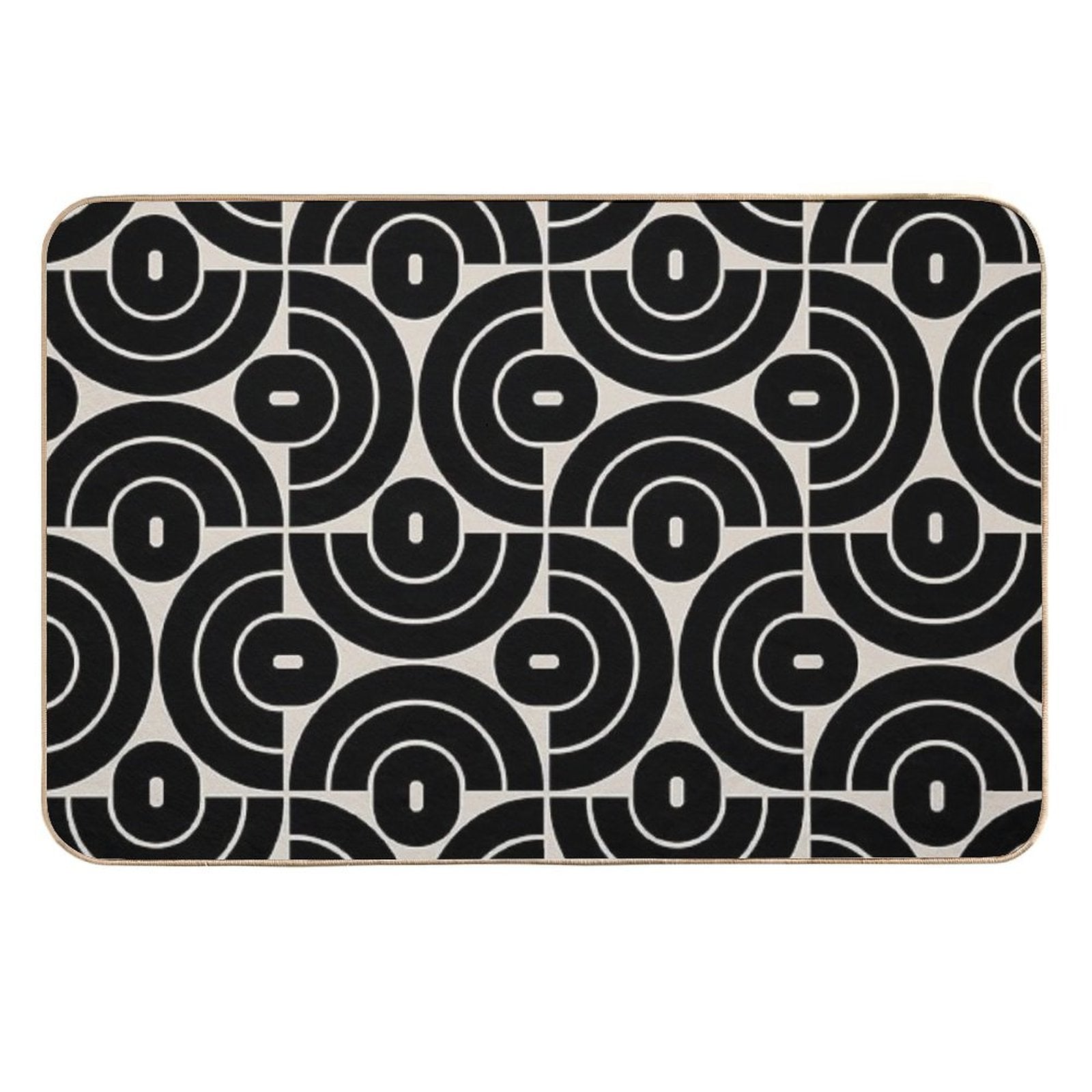 Retro 70s Mid Mod Geometric Pattern  Repositionable Bath Mat