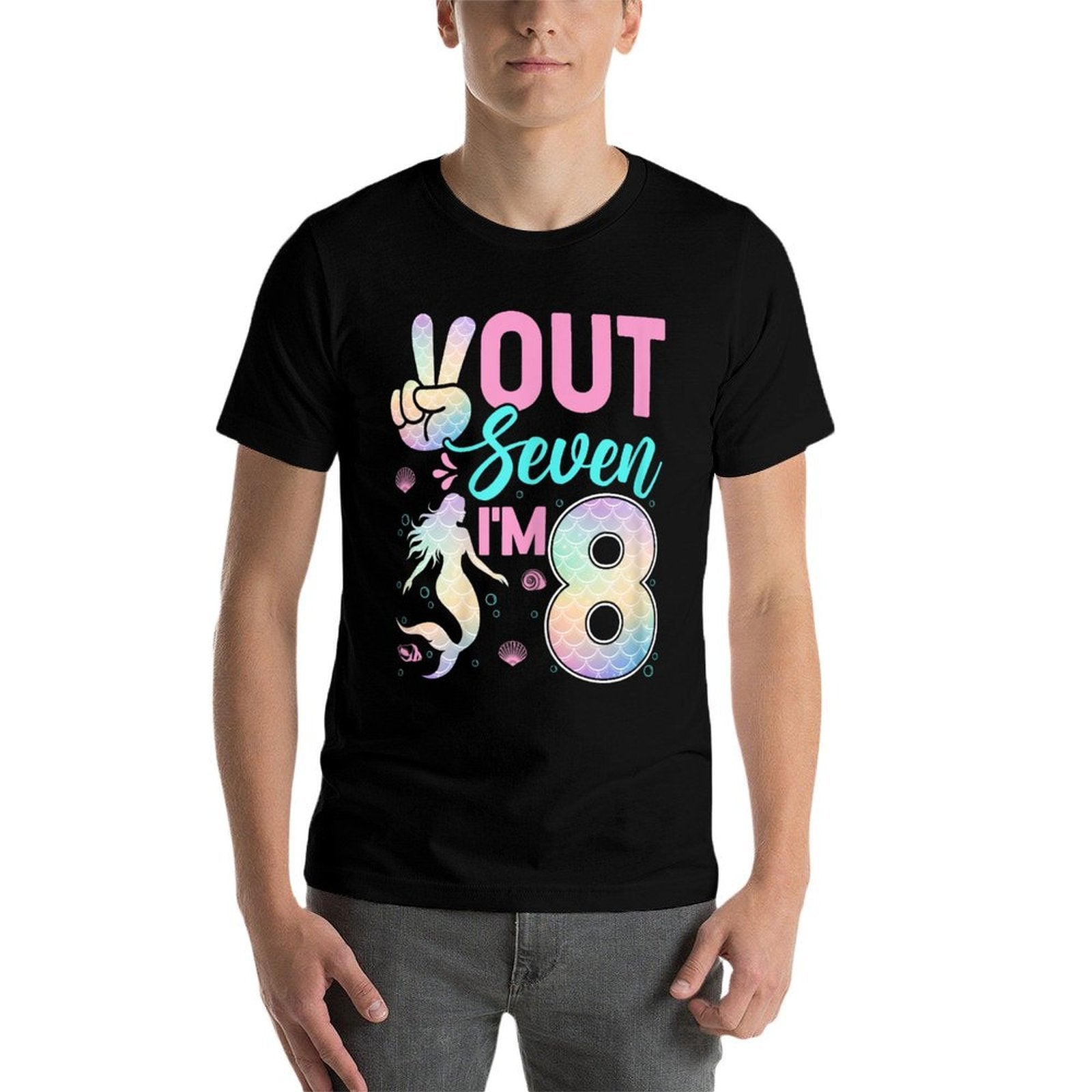 Peace Out Seven I'm 8 Mermaid 8th Birthday 8 Years Old Girls Comfortable T-Shirt