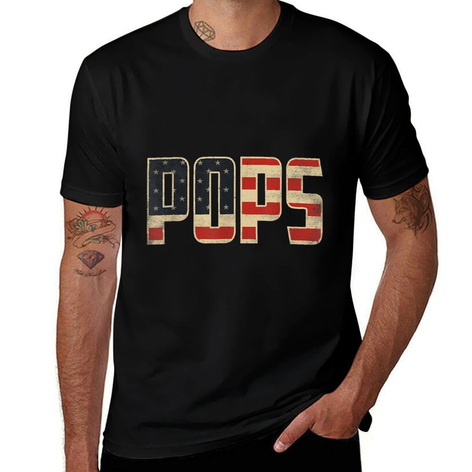 Pops Bold Patriotic American Father’s Day Pops  Slim-fit Cut T-Shirt
