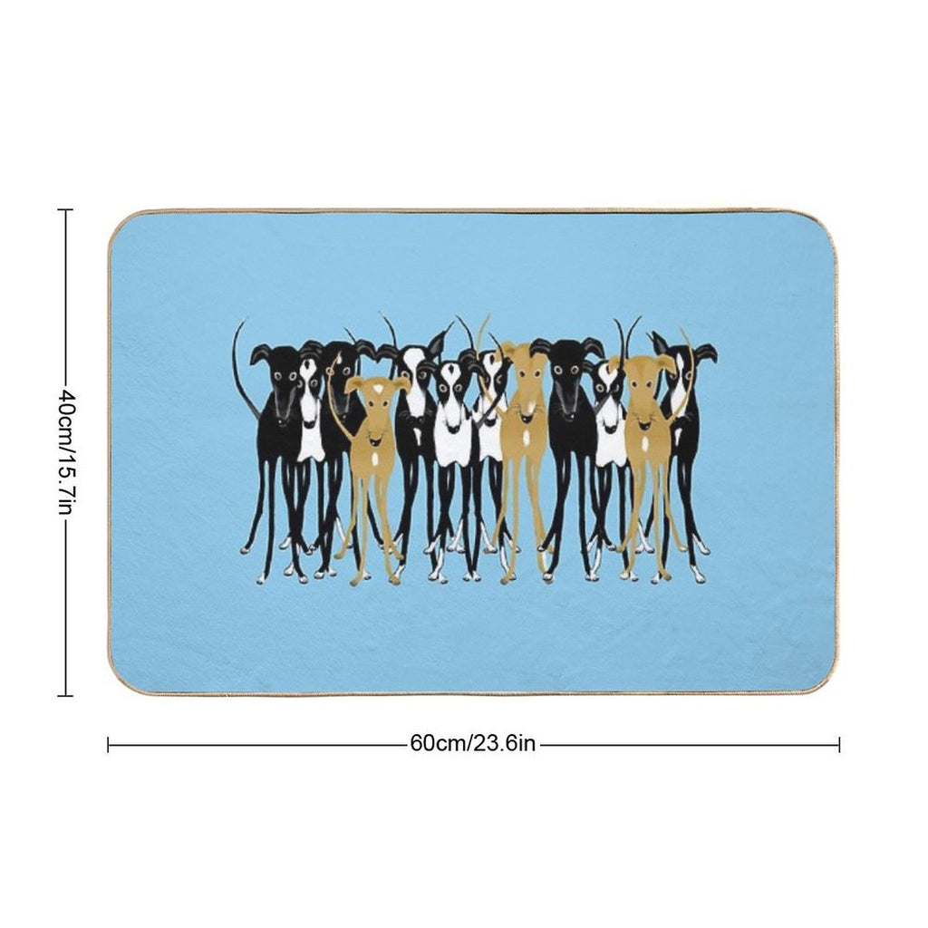 Greyhound Gathering  Repositionable Bath Mat