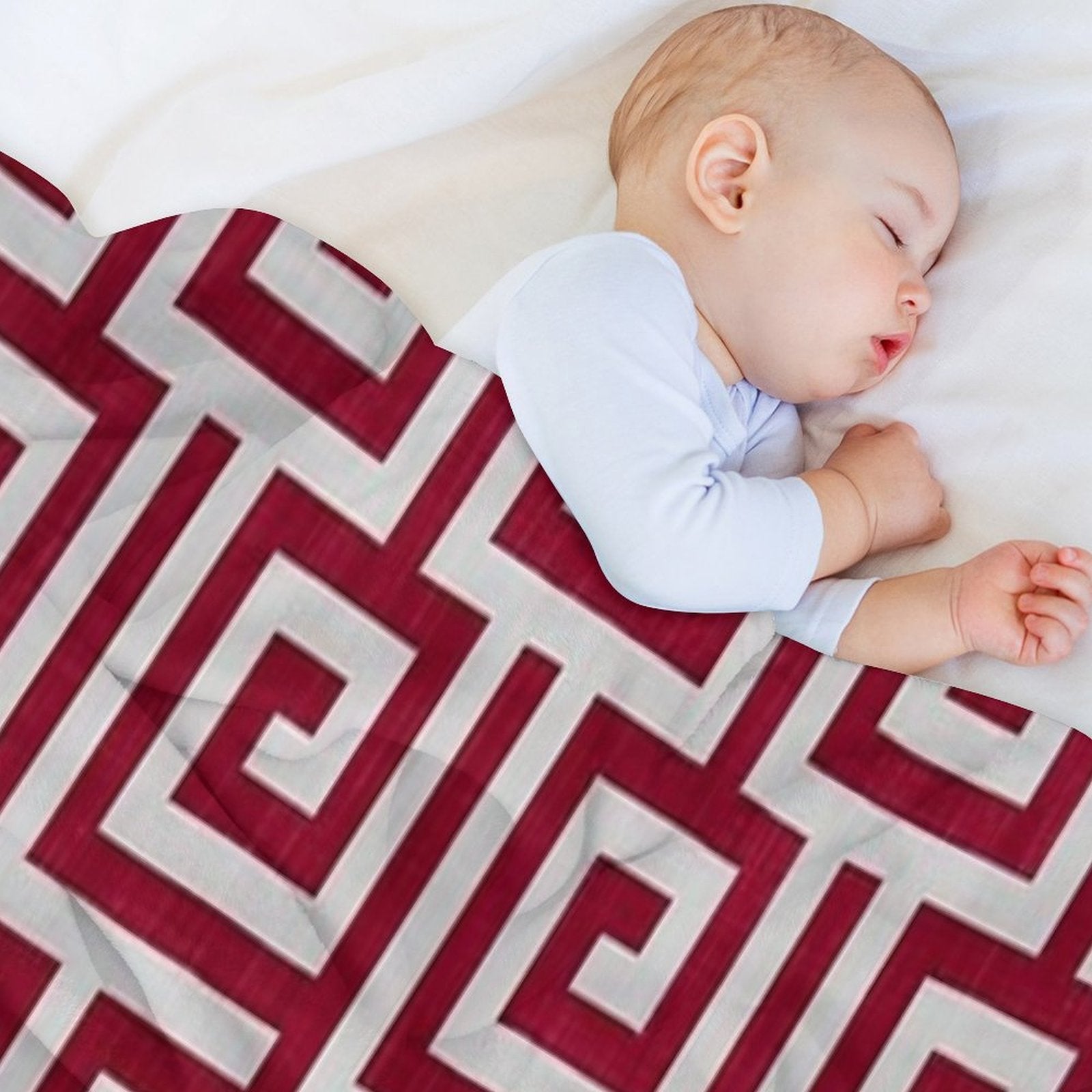 Red Geometric Maze Pattern Premium Throw Blanket