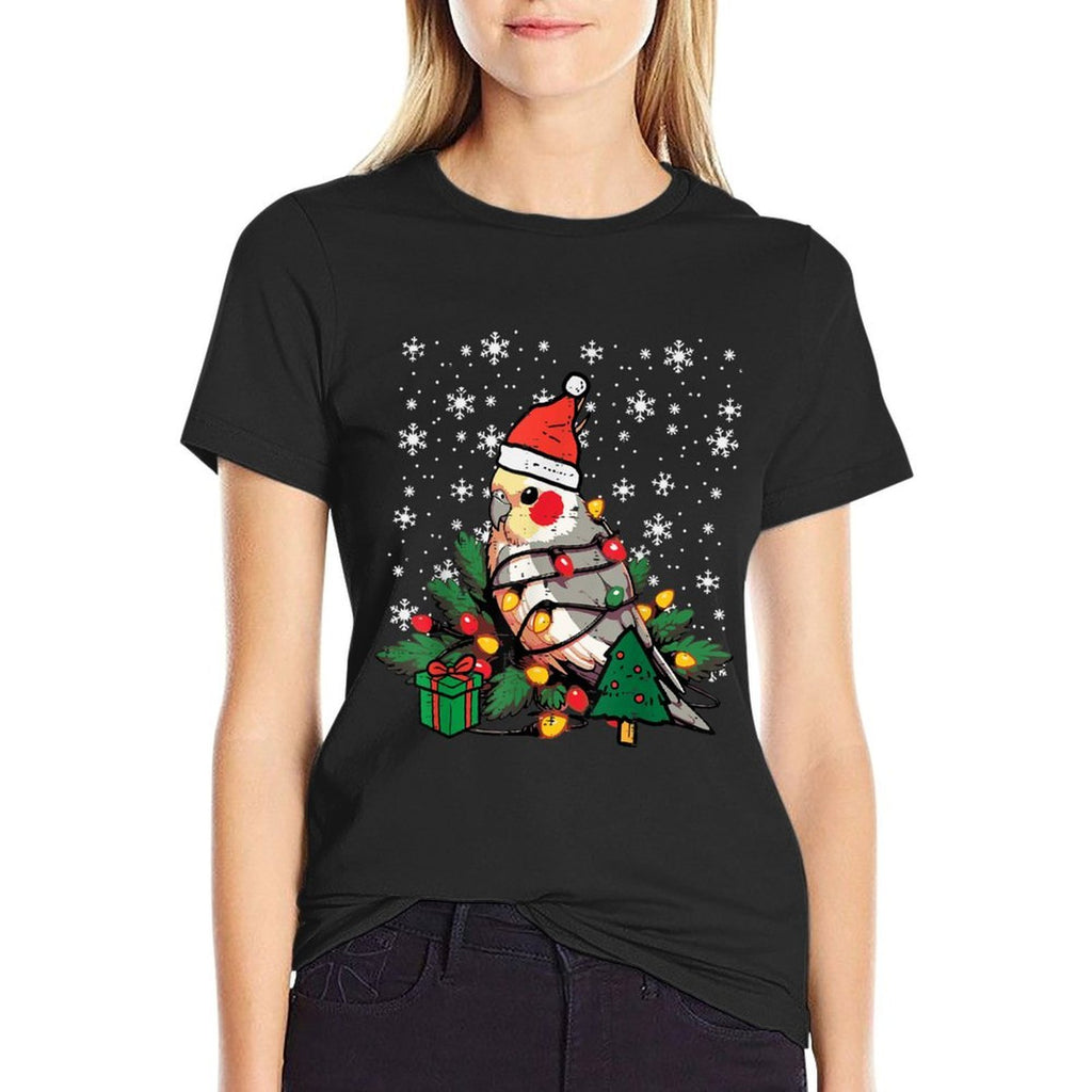 Christmas Bird Cockatiel Xmas Weiro Quarrion Men Women Kids  Heathered Texture T-Shirt