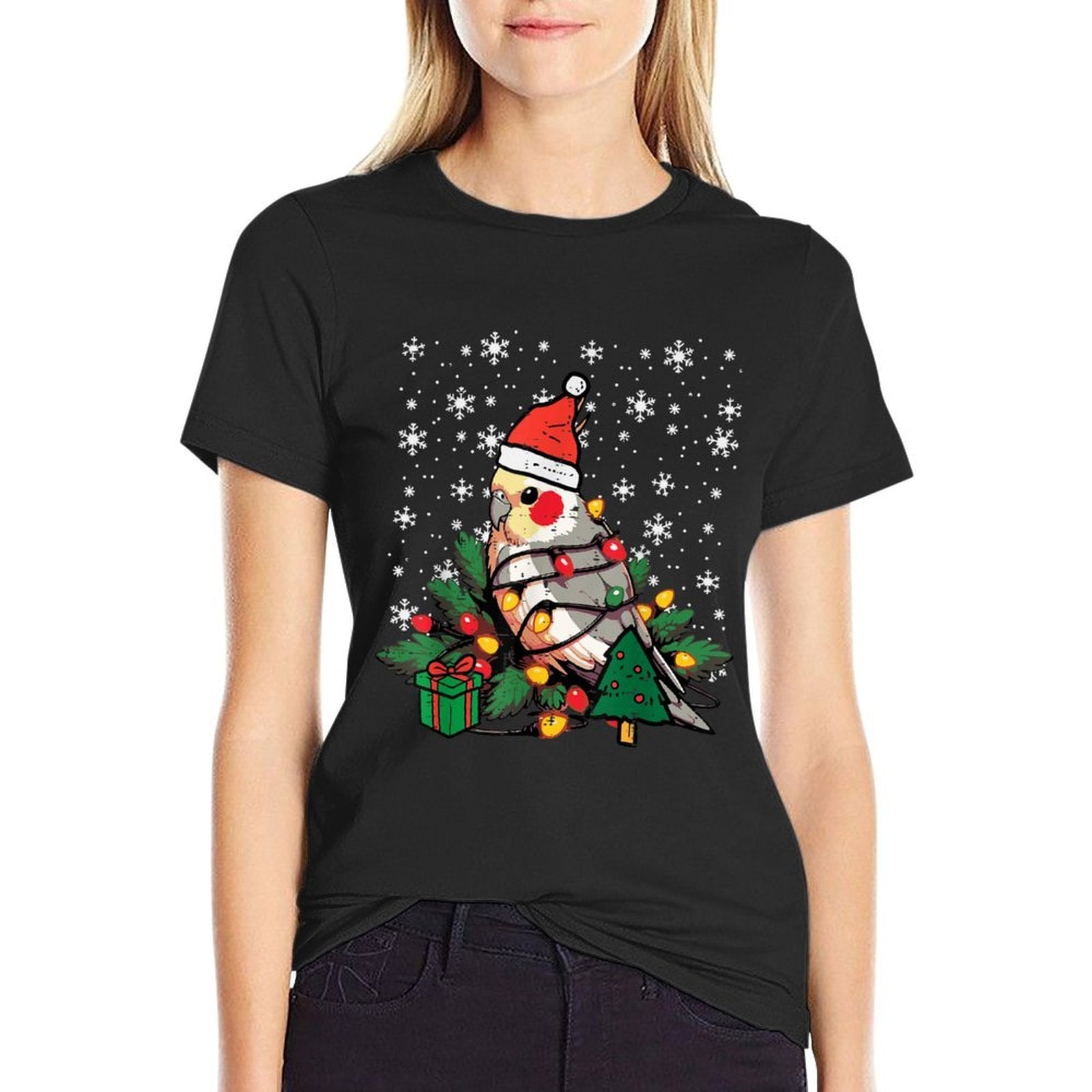 Christmas Bird Cockatiel Xmas Weiro Quarrion Men Women Kids  Heathered Texture T-Shirt