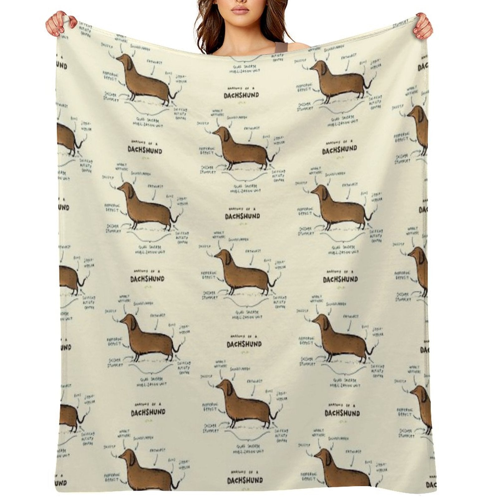 Anatomy of A Dachshund Premium Throw Blanket