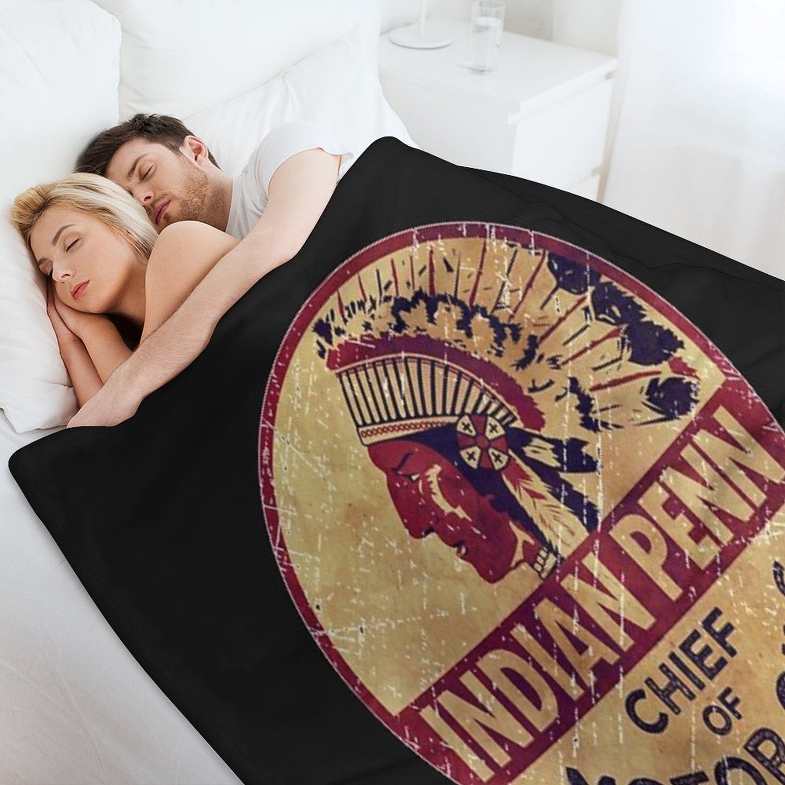 Indian Motor Oil Vintage Emblem Wrinkle-free Throw Blanket