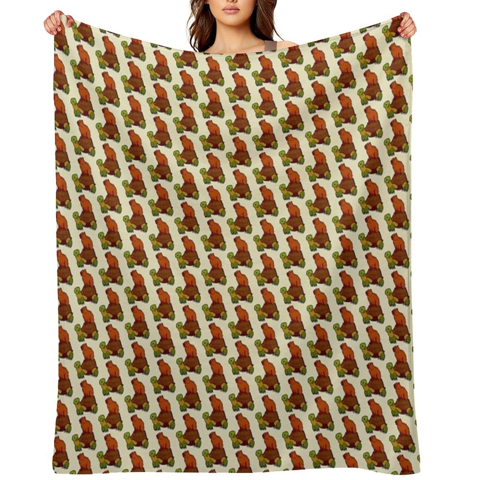 Capybara on Turtle Quick-dry Throw Blanket