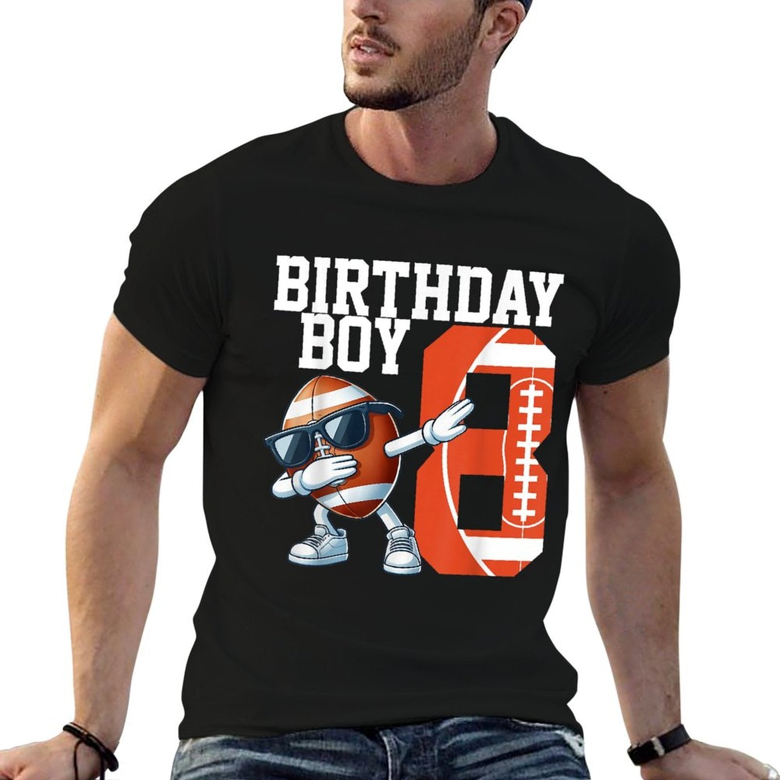 8 Years Old Boy Football Player 8th Football Birthday Boys  Breathable T-Shirt