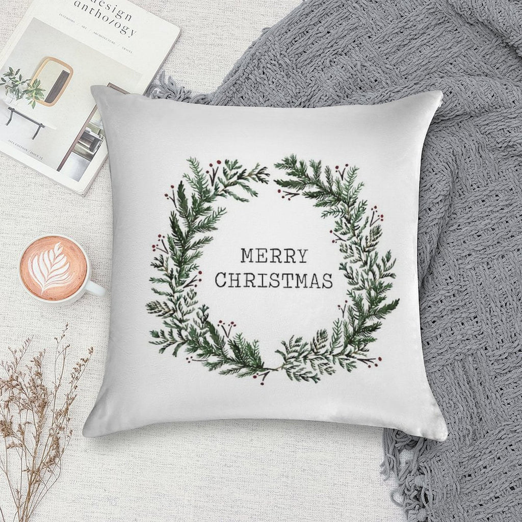 Simple Merry Christmas Soft Hidden Zipper Throw Pillow