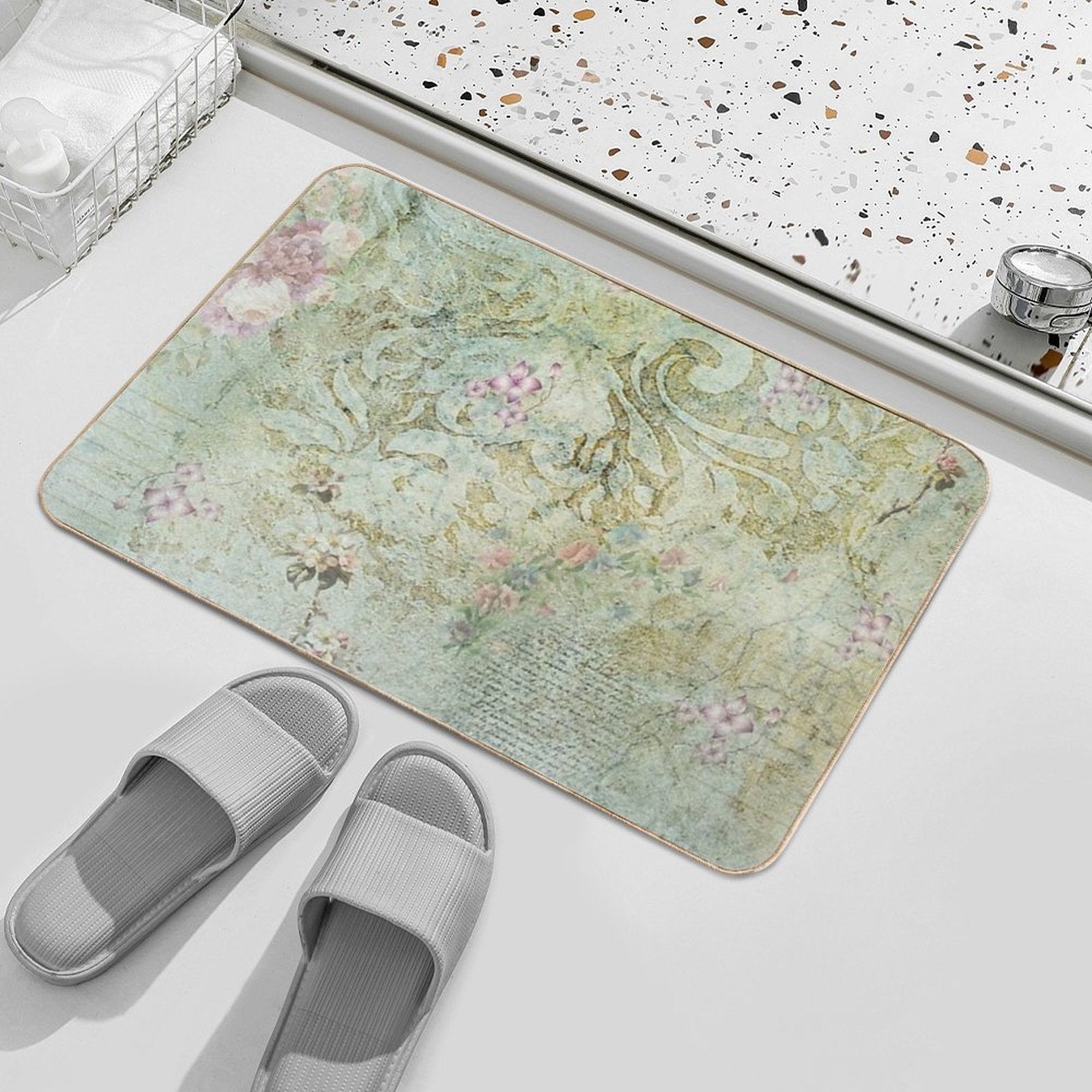 Vintage French Floral Wallpaper  Multi-Purpose Bath Mat
