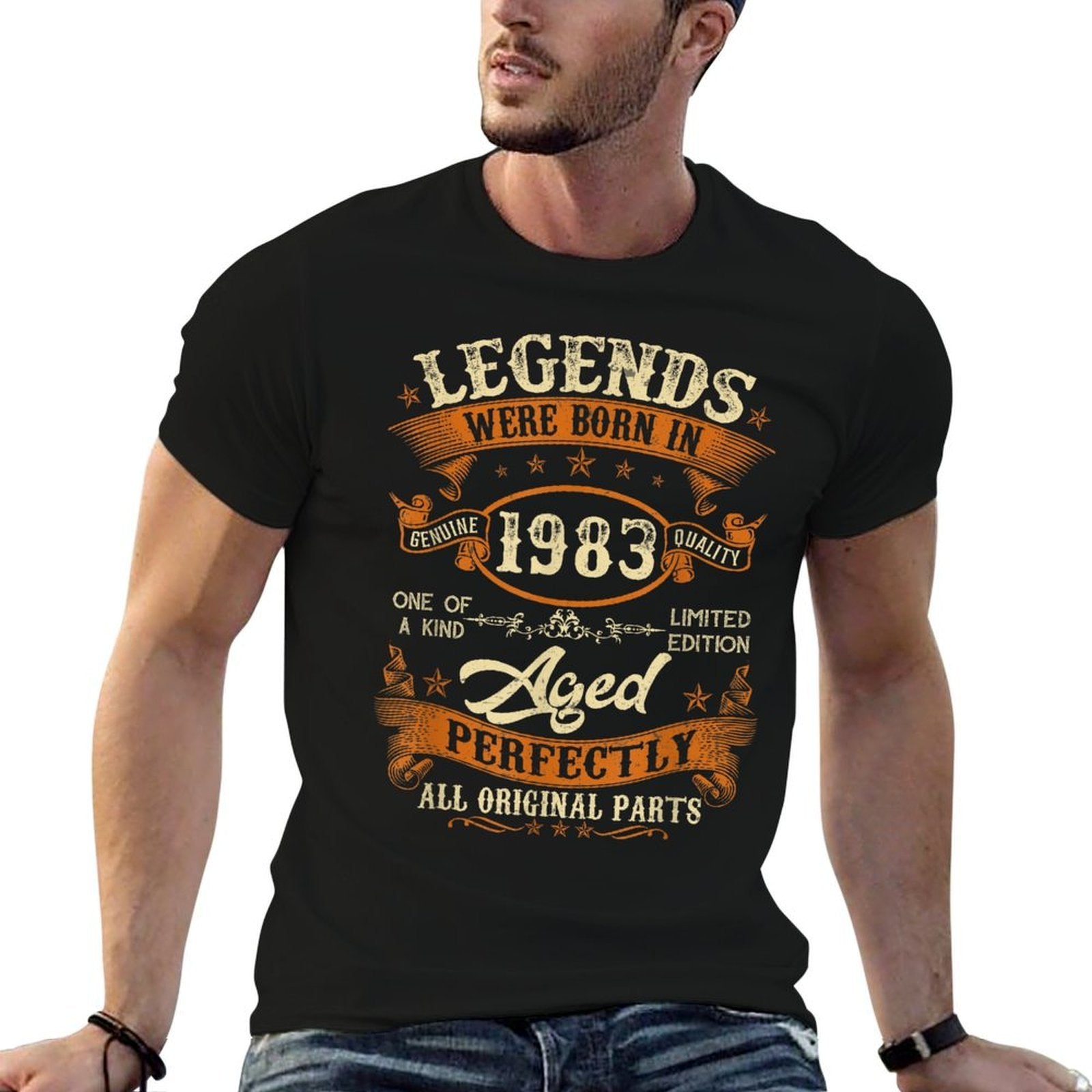 40th Birthday Vintage Born In 1983 40 Years Old Gifts Men  Rolled Sleeves T-Shirt