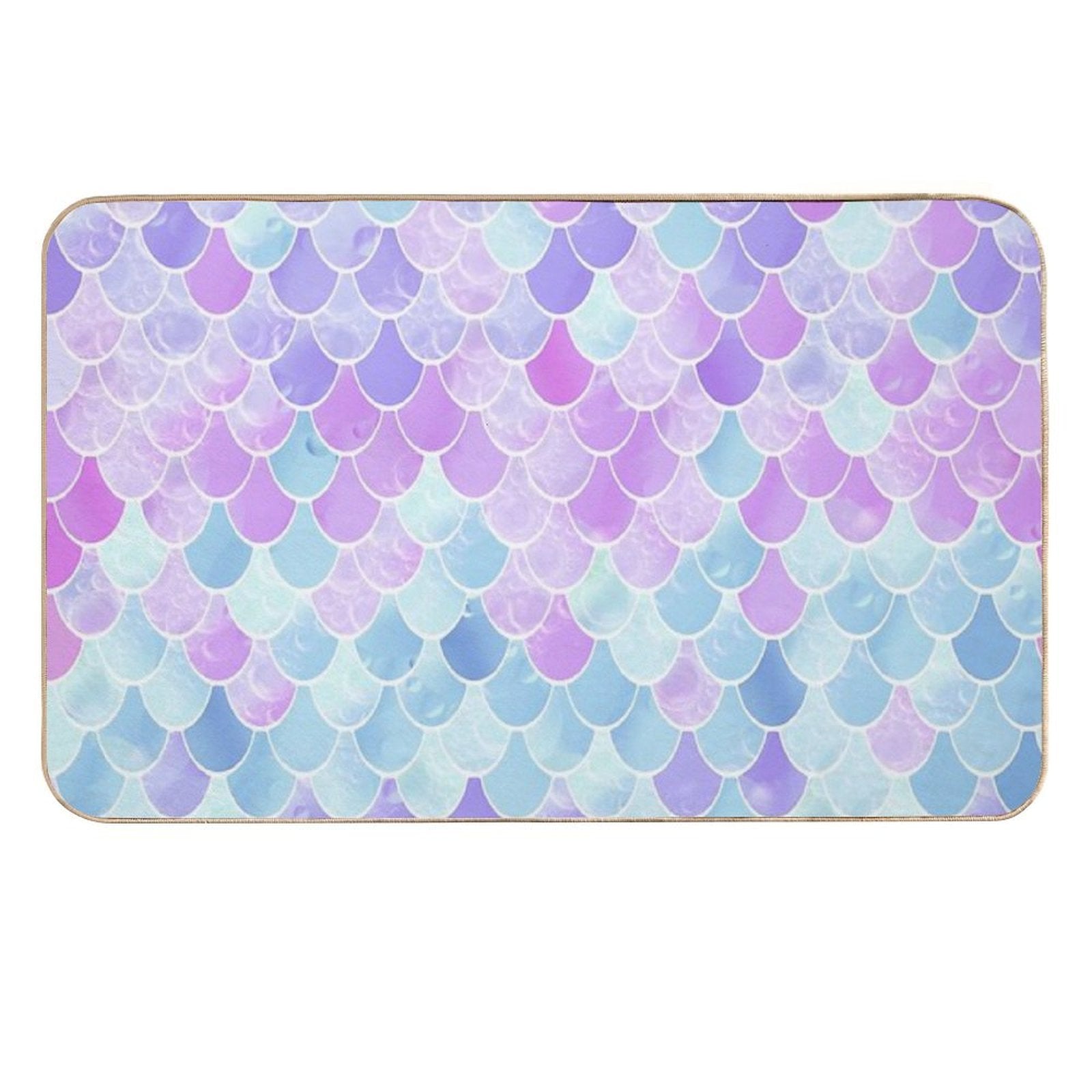Cute Girls Mermaid Scales Pattern, Pink, Purple, Teal  Eco-Friendly Bath Mat