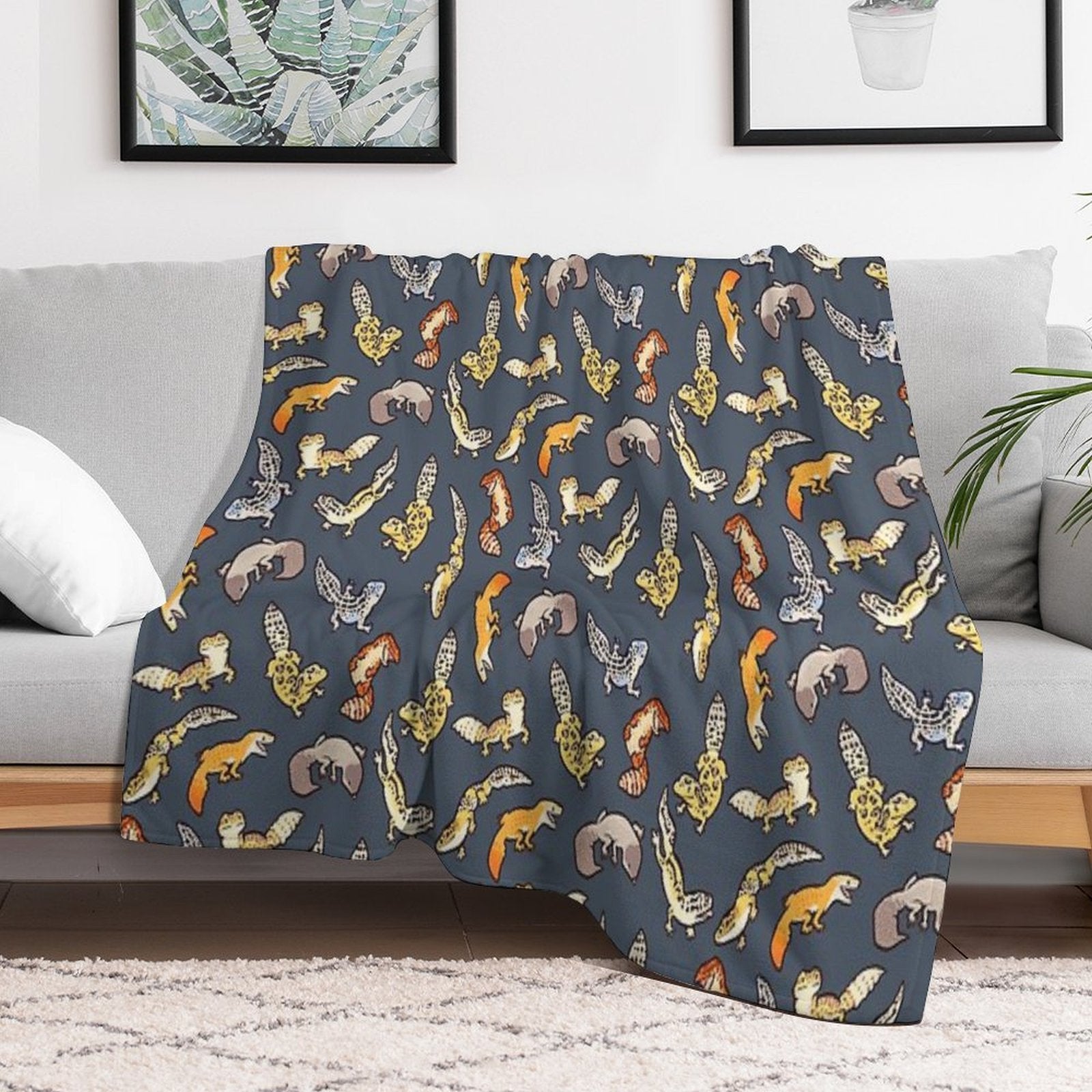 Chub Geckos in Dark Grey Premium Throw Blanket