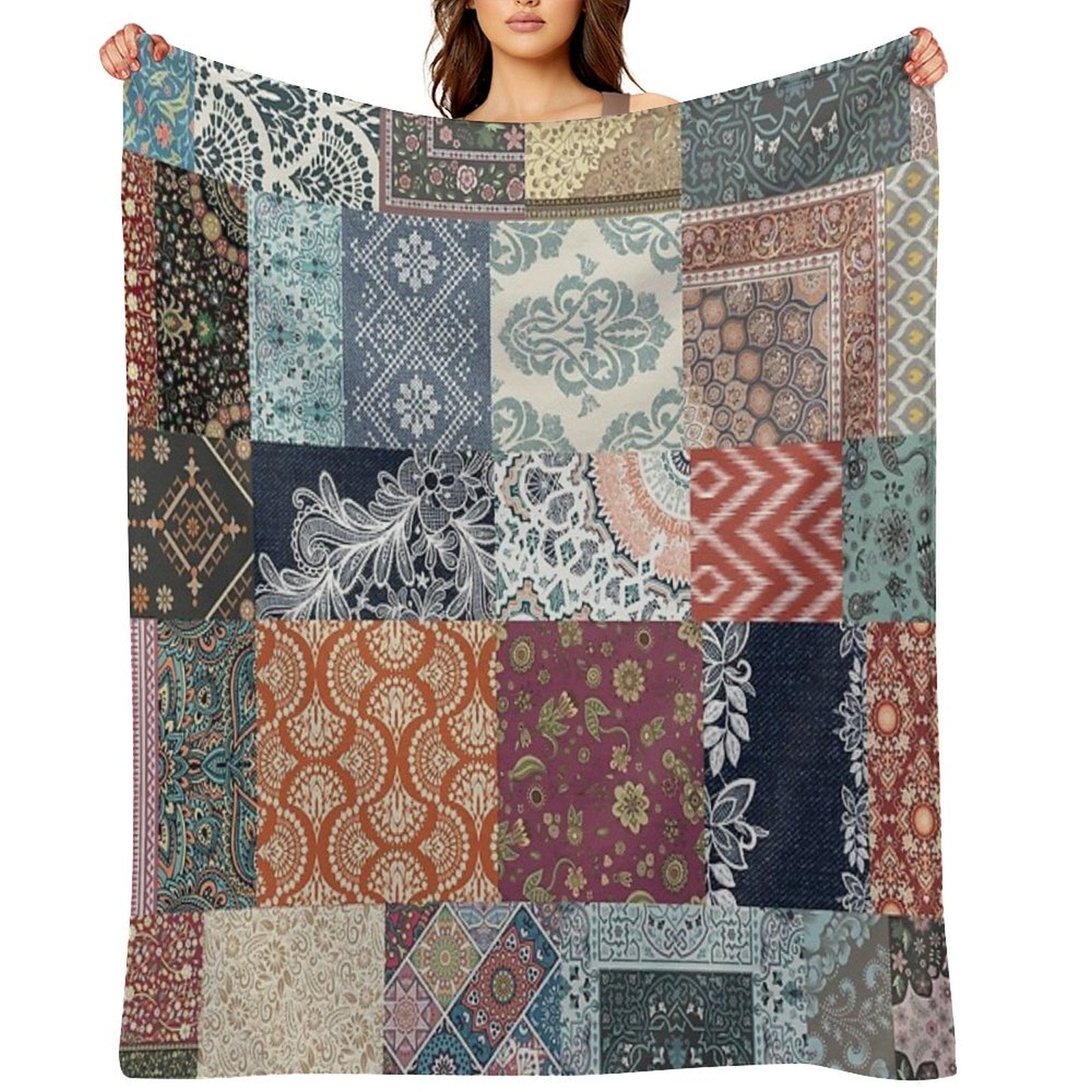 Boho Gypsy Patchwork Multi-functional Throw Blanket