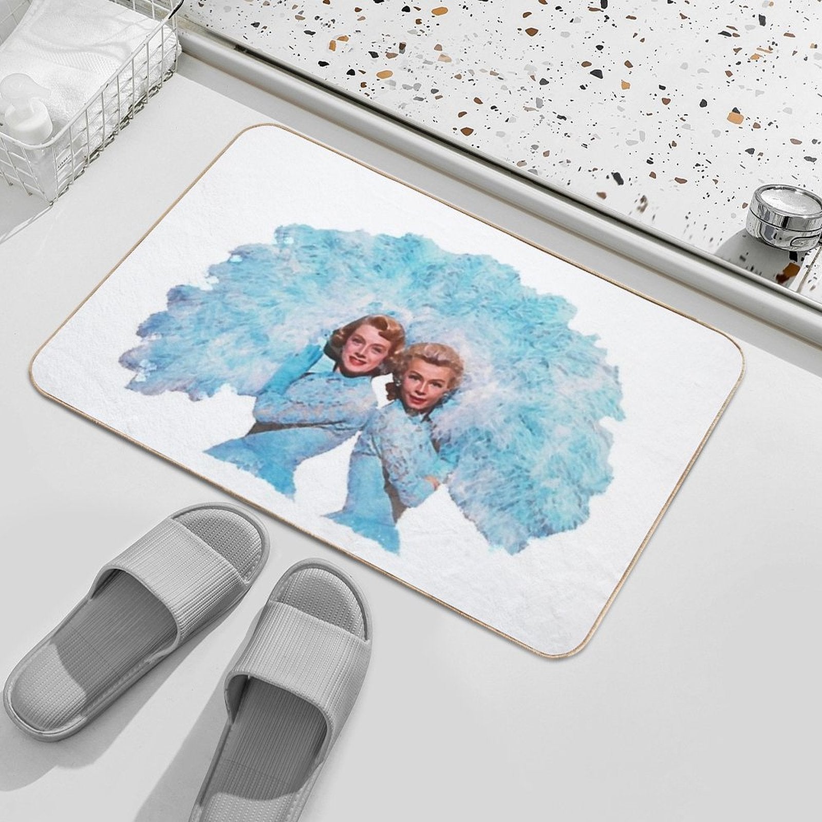 Sisters - Watercolor  Anti-Trip Bath Mat