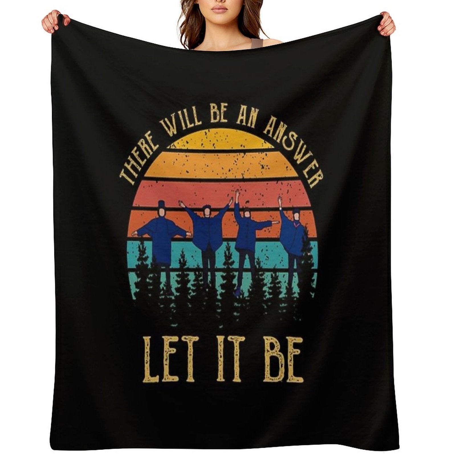 Vintage There Will Be An Answer Let It Be Premium Throw Blanket