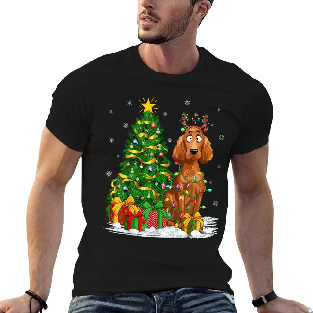 Irish Setter Dog Lover Xmas Lighting Irish Setter Christmas for Men Women Kids  Durable T-Shirt