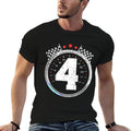 Kids 4th Birthday Boy 4 Fourth Race Car Birthday Racing Car  High-quality Stitching T-Shirt