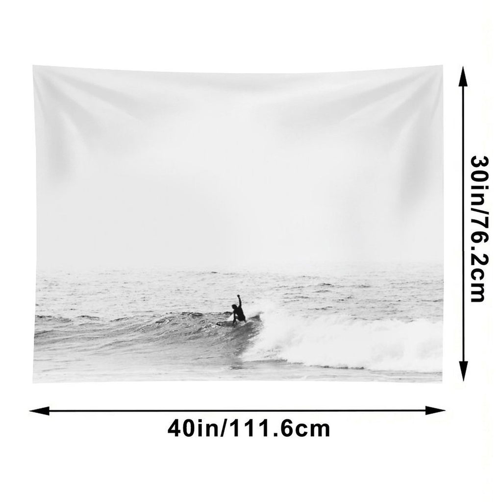 Surfer on Wave in Open Ocean Tapestry